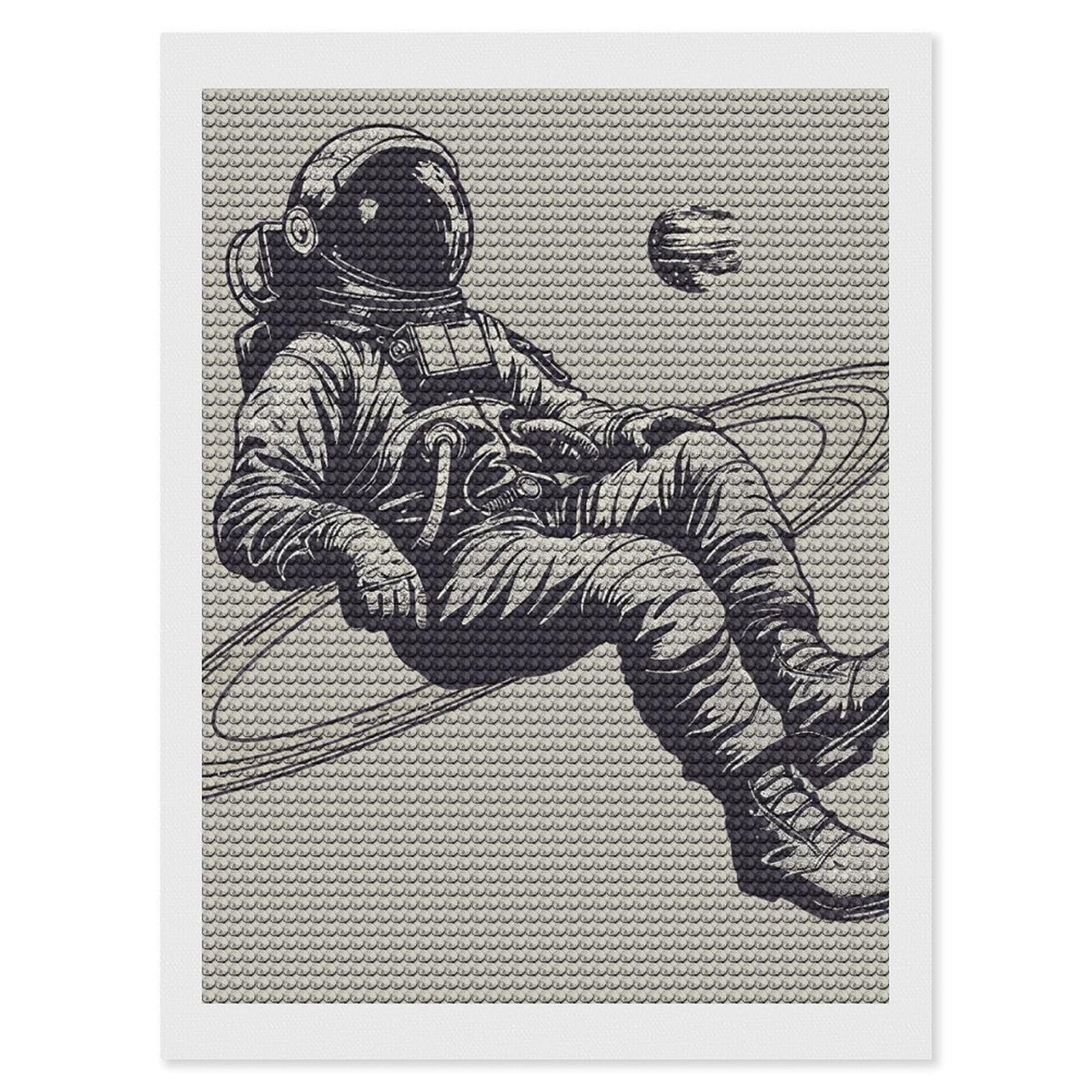Astronauts and Saturn Diamond Art Kits for Adults, DIY 5D Diamonds Painting Kits for Beginner, Round Full Drill Diamond Dots Painting, Diamonds Pictures Gem Art and Crafts Wall Decor 12"x16"
