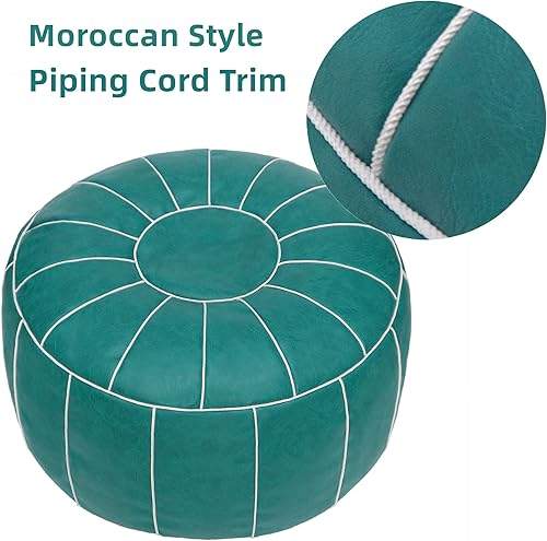 Miniatura 7 de Thgonwid Puf de almacenamiento marroquí sin rellenar, asiento otomano hecho a mano, de piel sintética, reposapiés, para sala de estar, dormitorio o