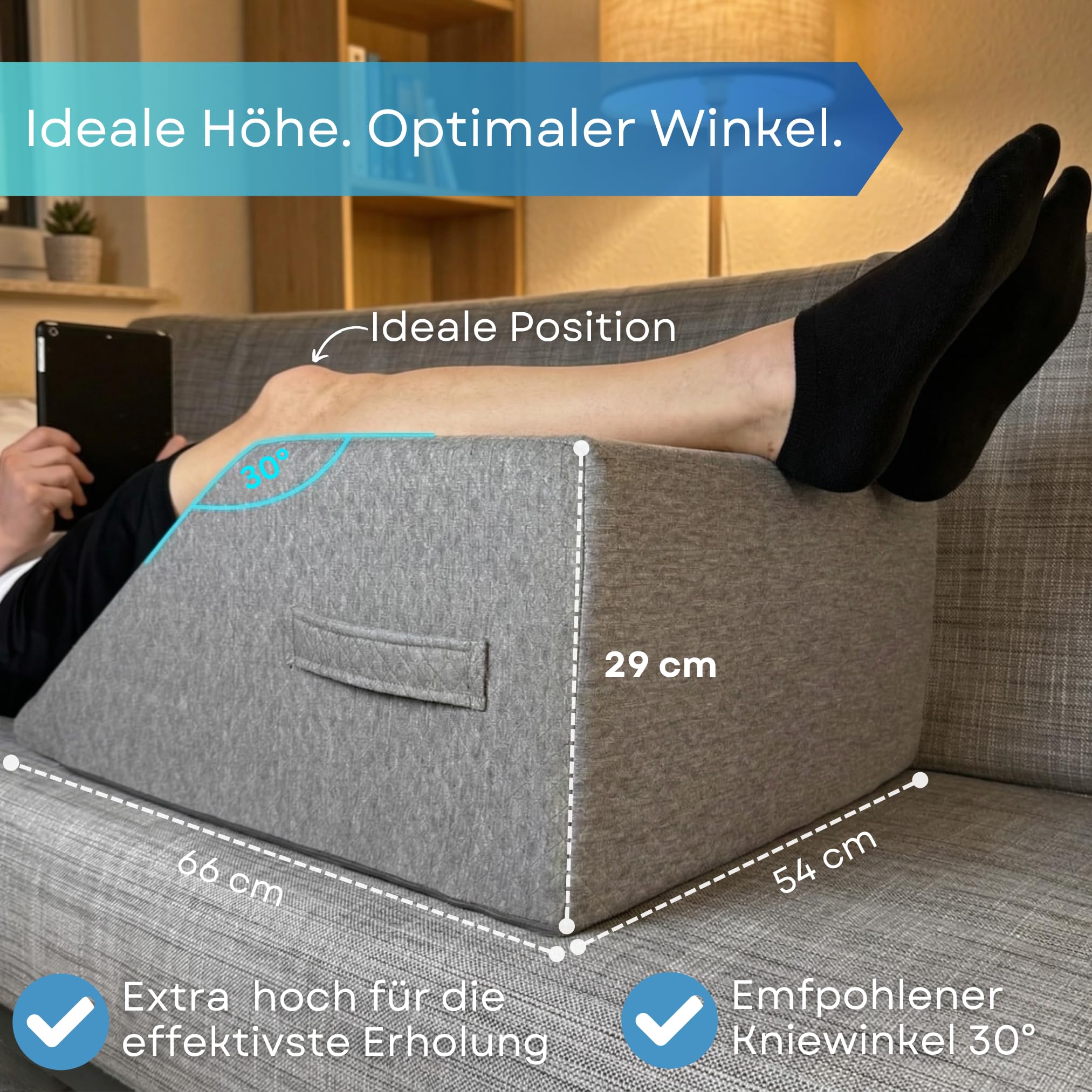 Hohes Venenkissen Beinhochlagerungskissen S-M L XL Keilkissen müde schwere Beine Wedge Pillow