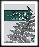Vista 20 de Marco de 16 x 16 pulgadas MCS Studio Gallery Clásico, marco de madera de ingeniería con veta de madera negra, para colgar en vertical y horizontal