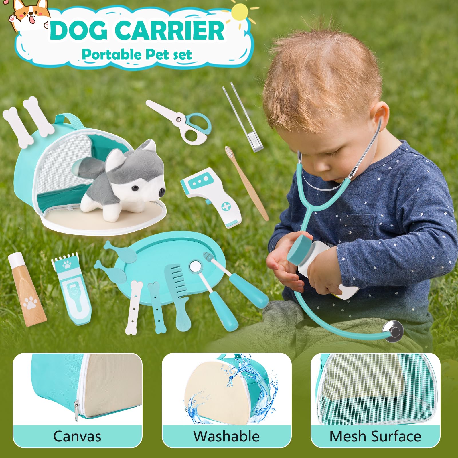 Malette De Médecin Pour Enfants En Bois, Jouet De Vétérinaire Pour Enfants, Mallette De Docteur Avec Vêtements Et Chapeau, Kit De Jeu De Rôle De Médecin, Cadeau Pour Filles De 3 Ans