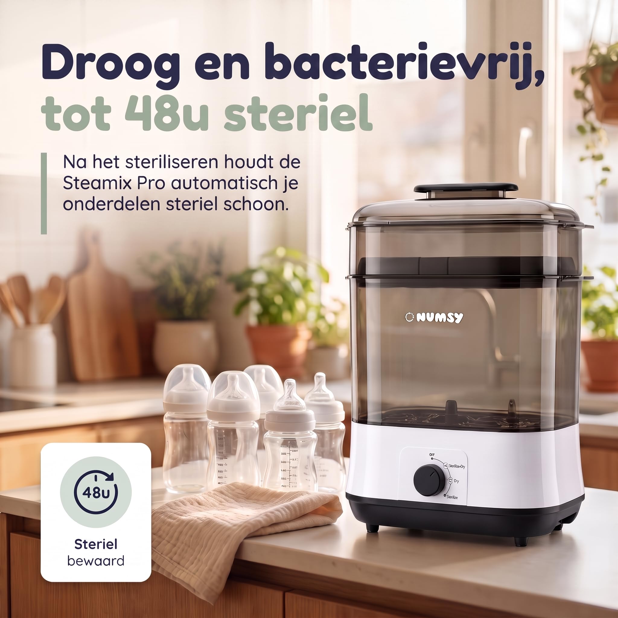 Numsy Steamix Pro Sterylizator do butelek z suszarką – suszarka do butelek
