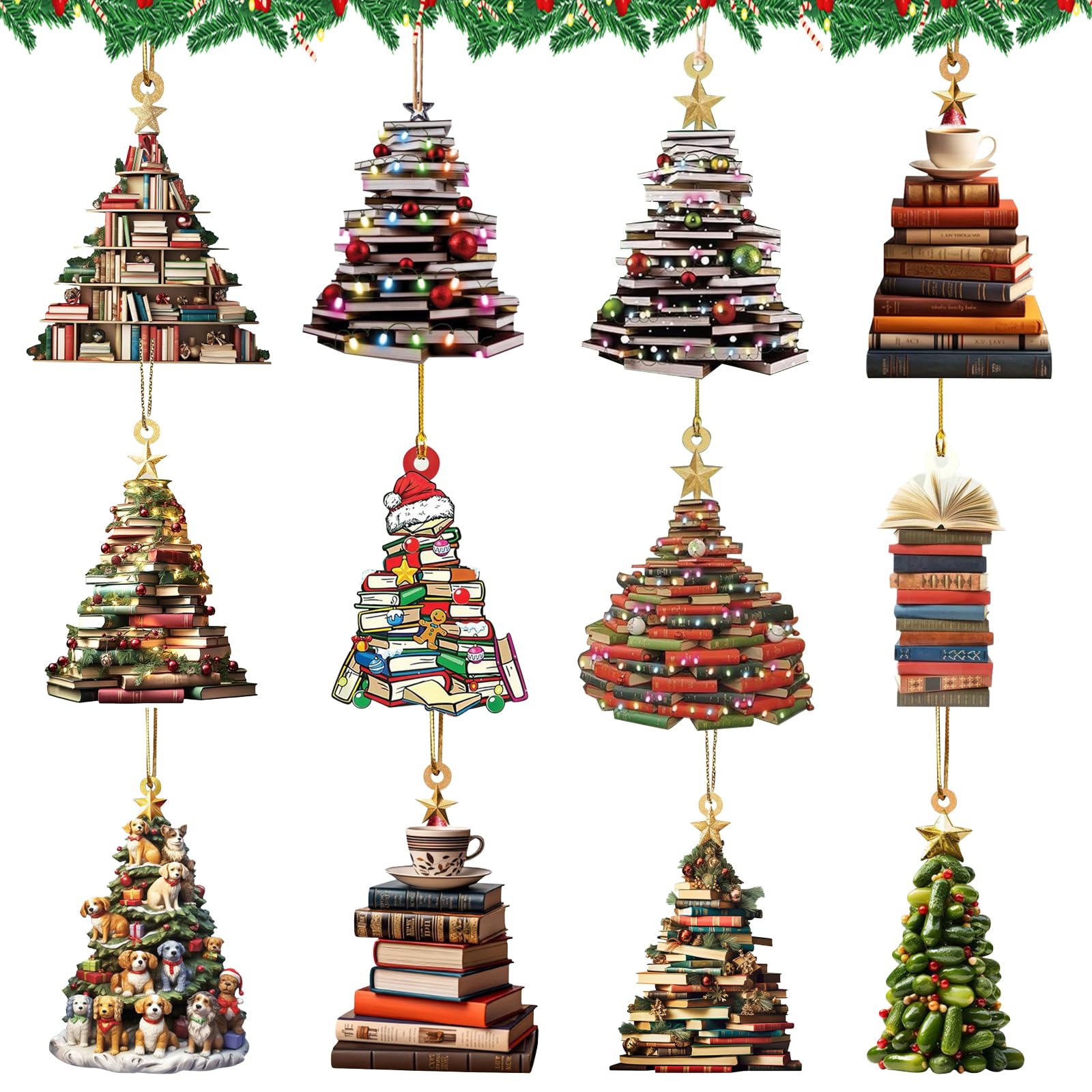 JSTHHTT 12 Pcs Navidad Colgante Decoración, Colgantes De áRbol De Navidad, Adornos para áRbol De Navidad, para Porche, Pasillo, Oficina, Vacaciones