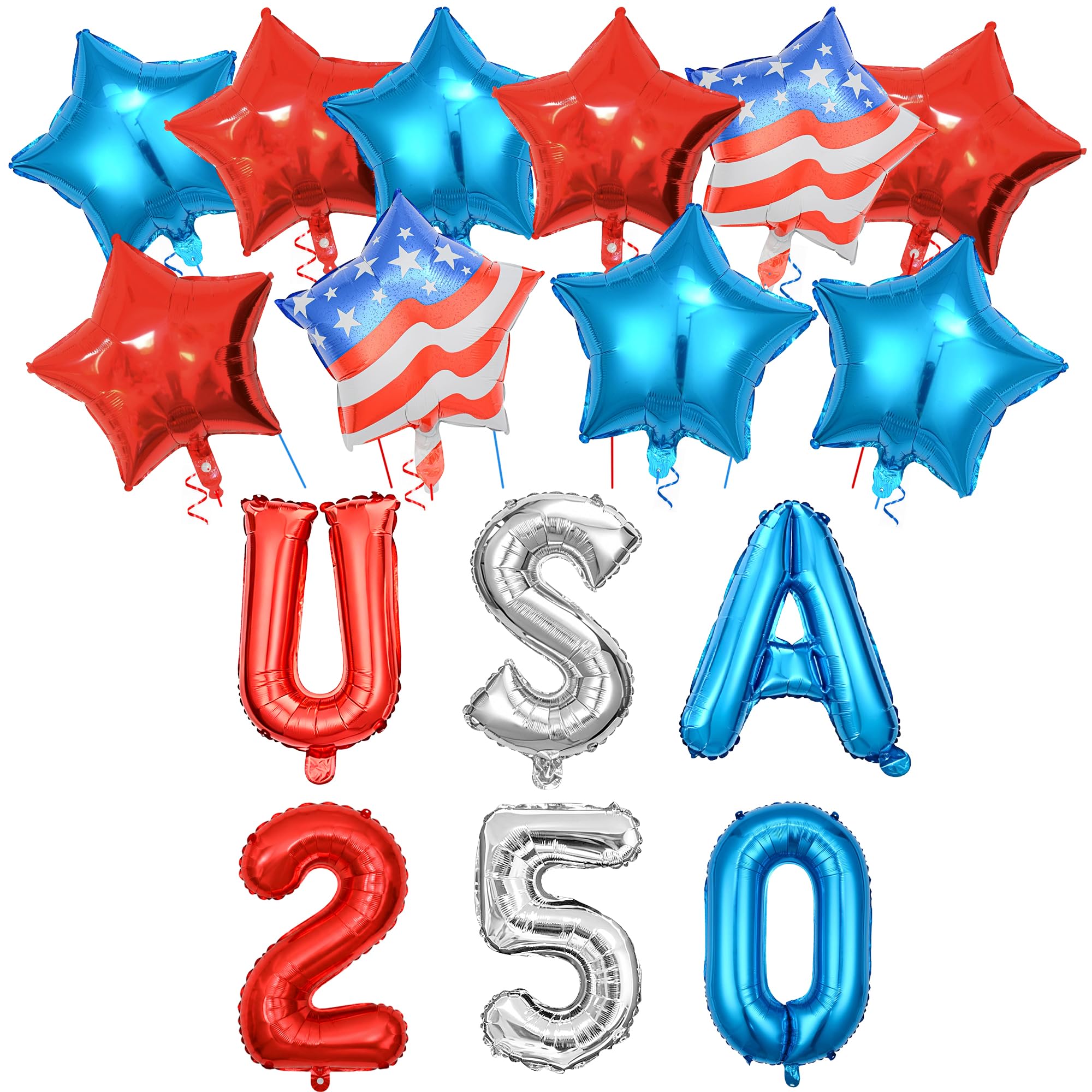 View 1 of 16 Pcs Fourth of July Decorations Balloons Kit, Patriotic Red White Blue USA Star Flag 18 Inch Foil Balloon American Independence Day Party Decor Supplies for Home Pride Parade Veterans Memorial Day