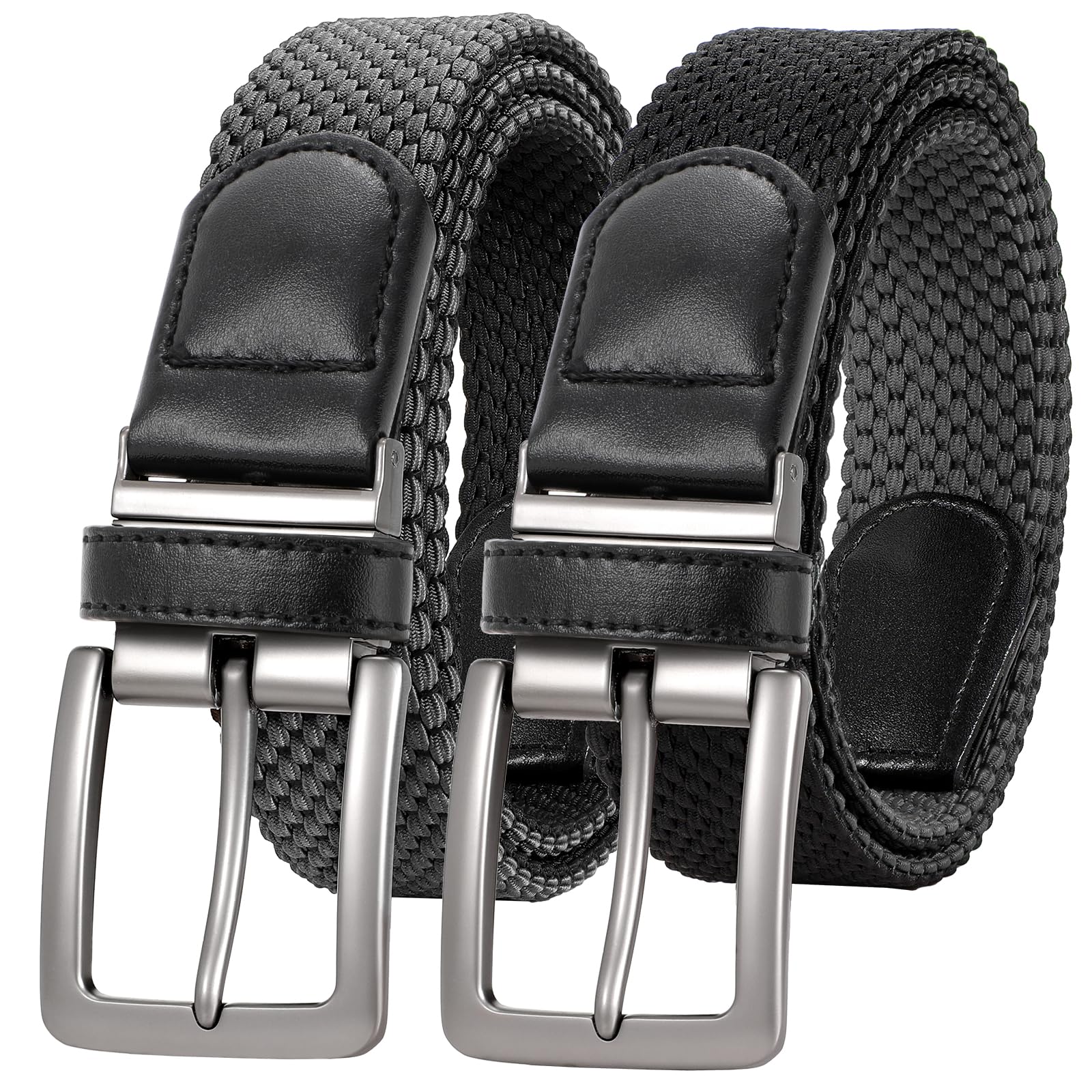 JASGOOD Stretch Braided Belt Men Mens Golf Woven Web Belt Reversible for Casual Jeans Pants