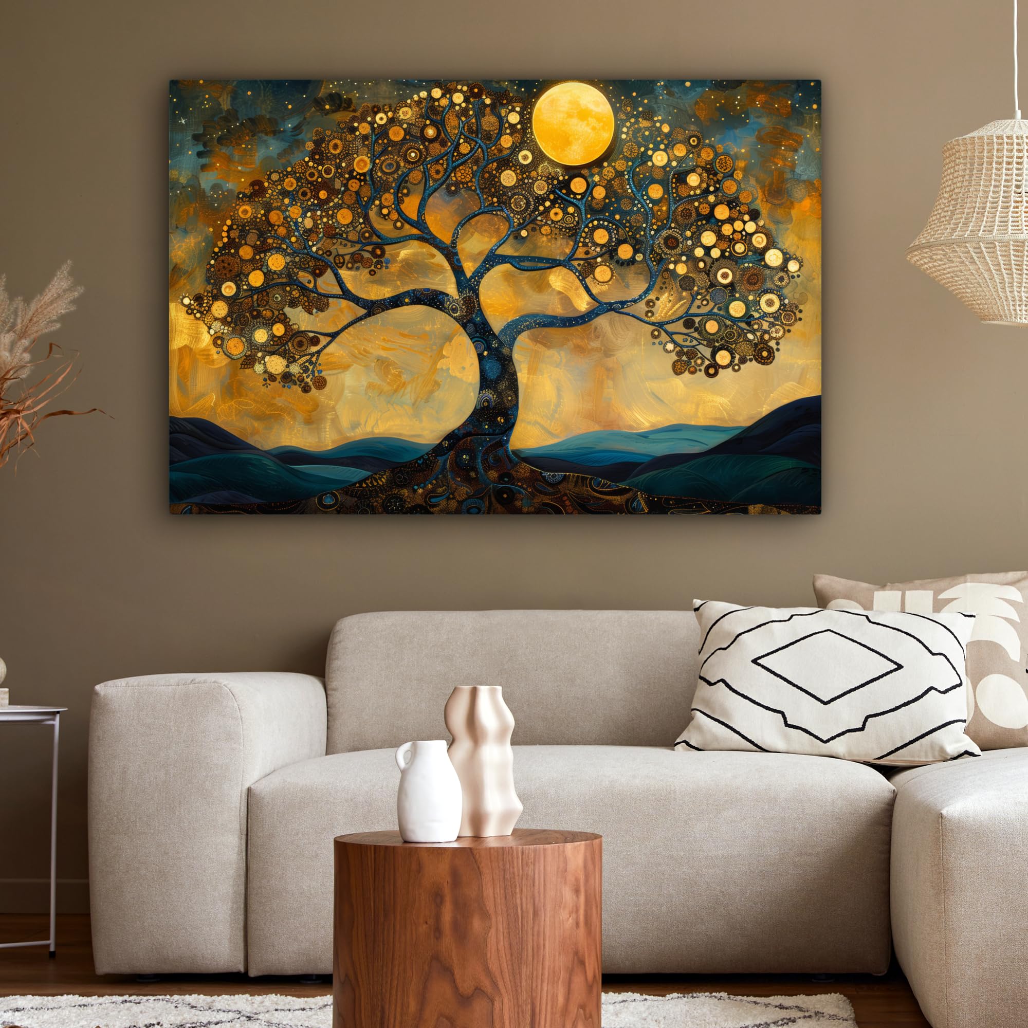 MuchoWow© Quadri Moderni Soggiorno su Tela Quadro 50x70 cm Canvas Foto Dipinti Camera da Letto Decorazioni Pareti Cervo - Animali - Tramonto - Inverno - Erica - Natura