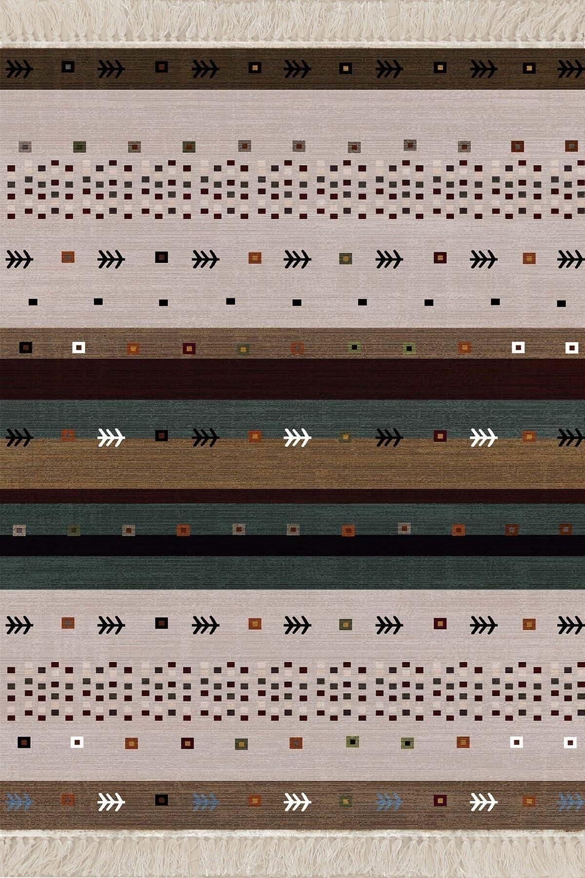 On The Clouds Kilim Desenli Etnik Dijital Baskı Yıkanabilir Kaymaz Taban Modern Salon Halı ve Yolluk MEG764, 160 x 240