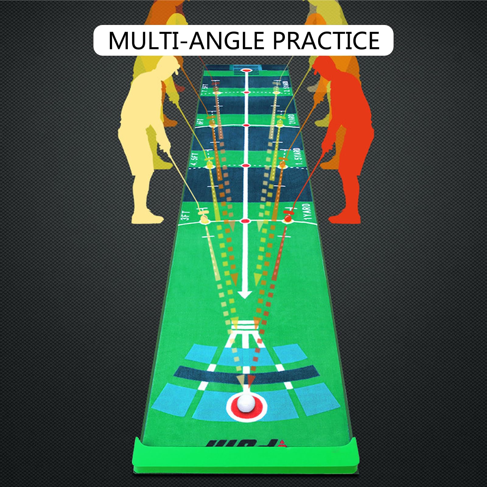 Alfombra de práctica de putt de golf, putt directo de velocidad baja de bola de múltiples ángulos, alfombra de terciopelo, regalos de golf para el hogar y la oficina para adultos y niños, 3 metros