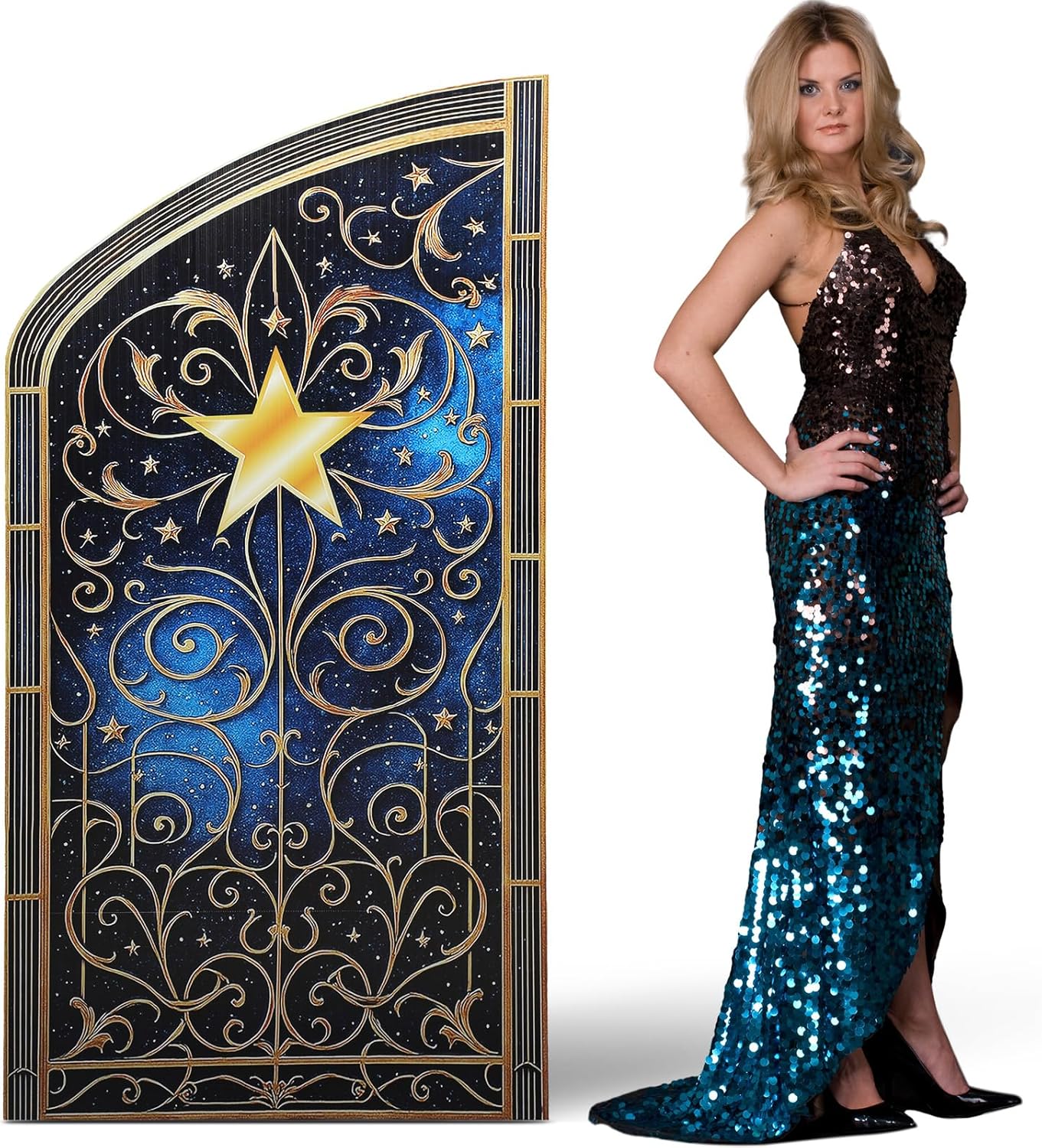 Leinuosen 5 Ft Moon Starry Night Party Decorations Crescent Moon Cardboard Stand up Cutout Large Life Size Twinkle Little Backdrop Prom Party Photo Prop Standup for Movie Night Birthday Homecomings