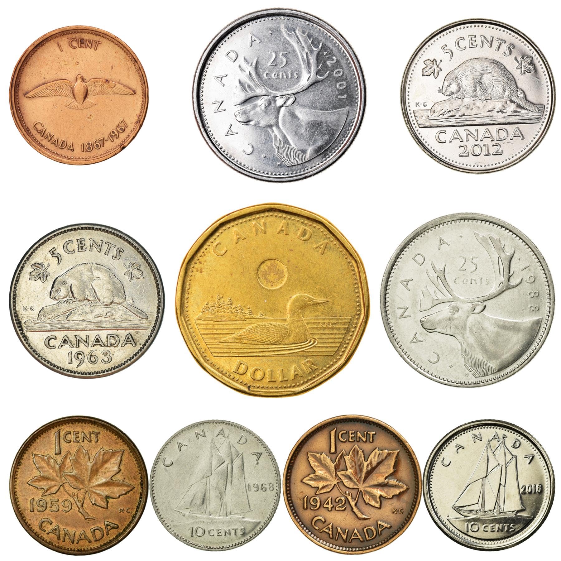10 Canada Coins from North America