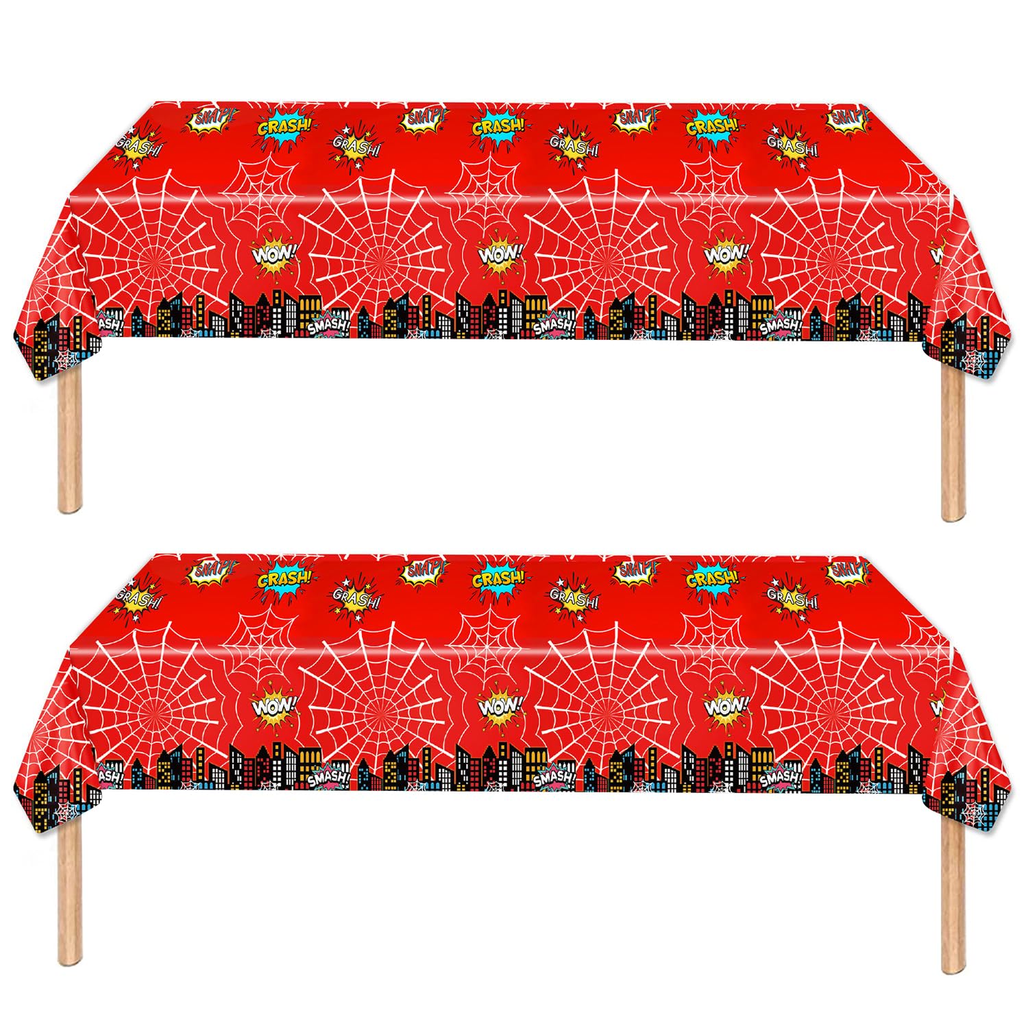 ZSYIULIA 2Pcs City Heroes Party Disposable Table Cloth for Boys Birthday,Hero themed Cartoon Party Decorations Tablecloth for Spider Theme Table Party Favor Birthday Party Baby Shower Decora