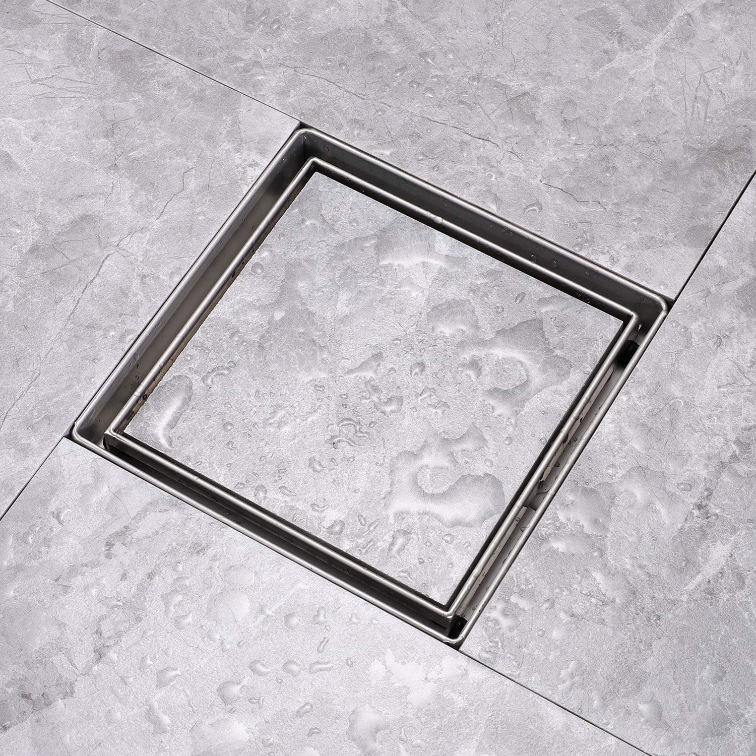 5 Inch Square Shower Floor Drain Tile Insert SUS 304 Stainless Steel with Removable Hair Strainer for Bathroom Kitchen