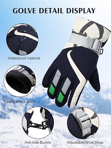 Miniatura 3 de 6 pares de guantes de esquí impermeables para niños, guantes de nieve cálidos para invierno, guantes térmicos para deportes al aire libre con