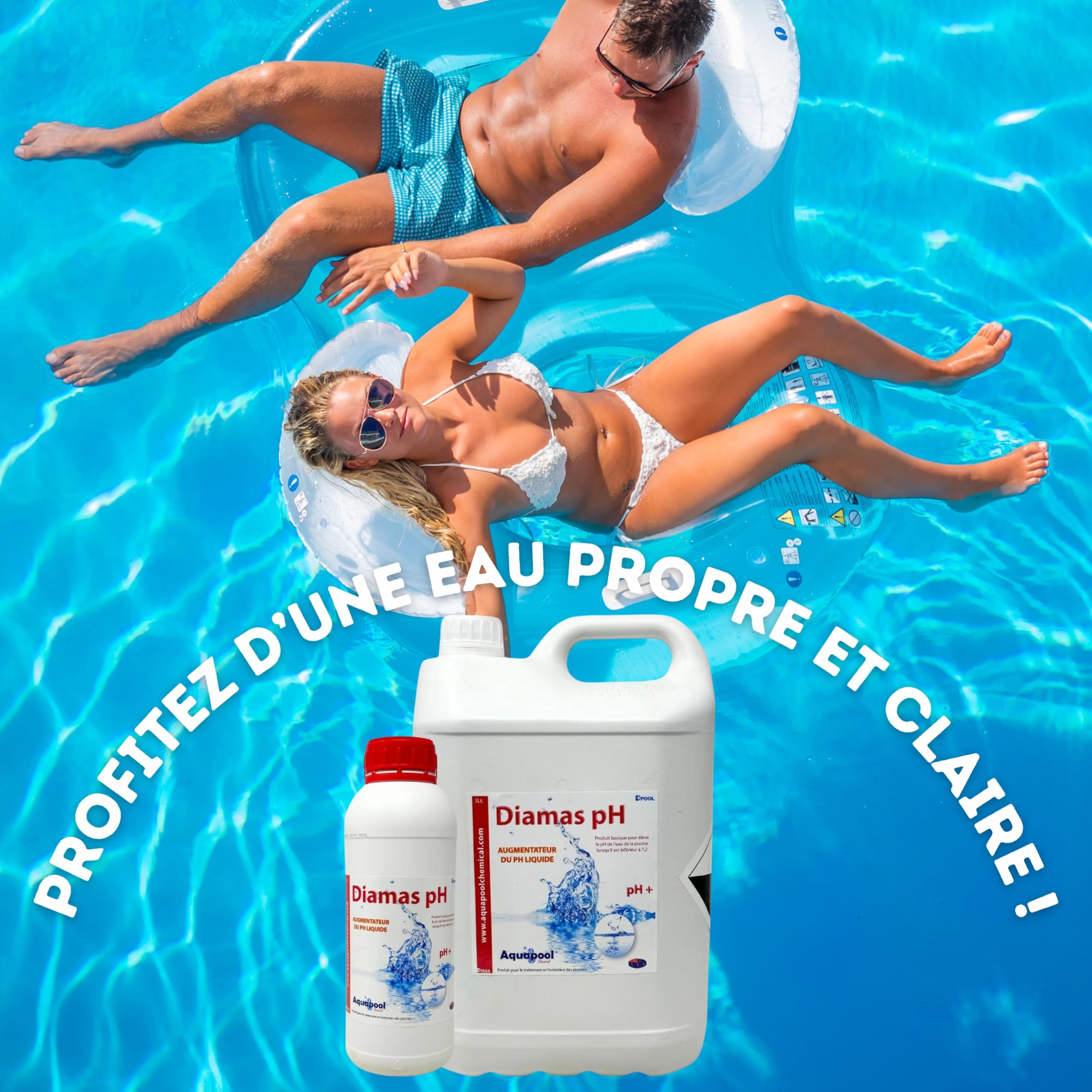 Ph Plus Piscine – Traitement Ph pour Piscine/Ph+ Liquide 1L et 5L– Permet d’Augmenter Rapidement Le Ph de l’Eau (5L)