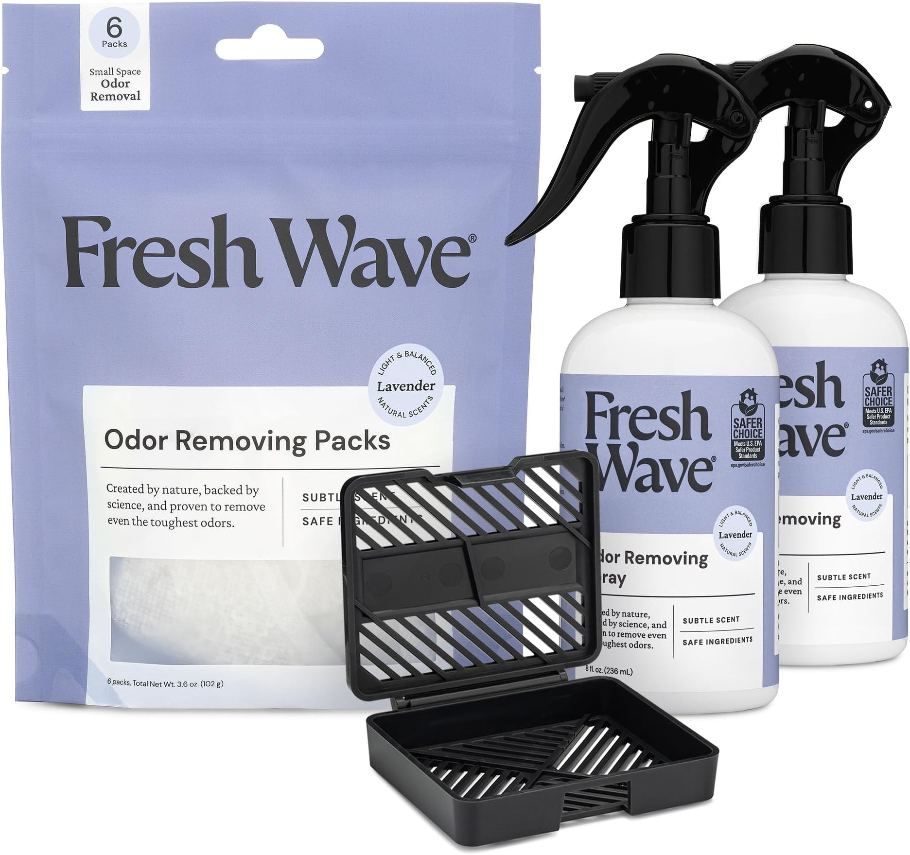 Lavender Odor Removing Spray + Packs Bundle: (2) 8 fl. oz. Sprays + (1) Packs + Pod Combo