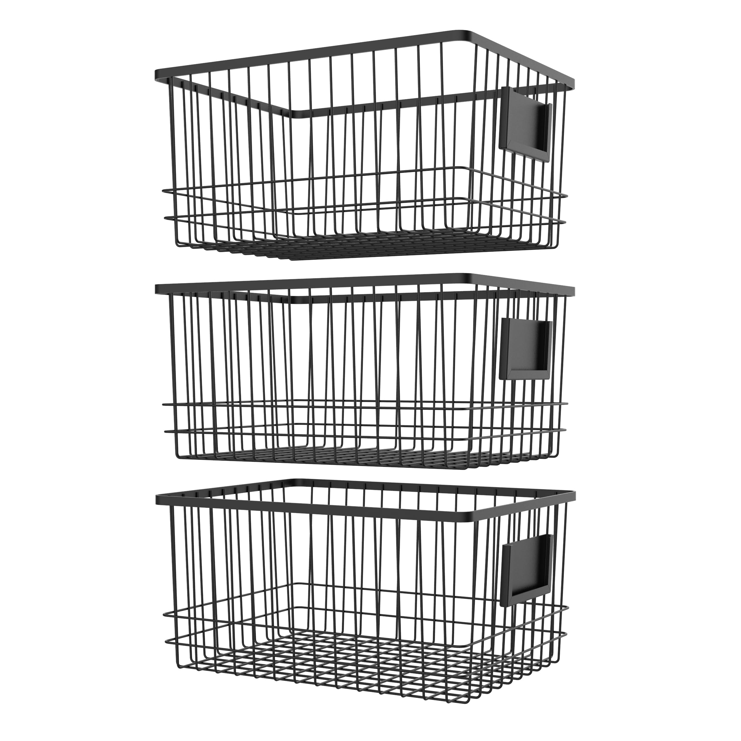 oceanstar WBH1903 Metalldraht-Organizer-Mülleimer mit Kartenhalter, Schwarz, 3 Stück