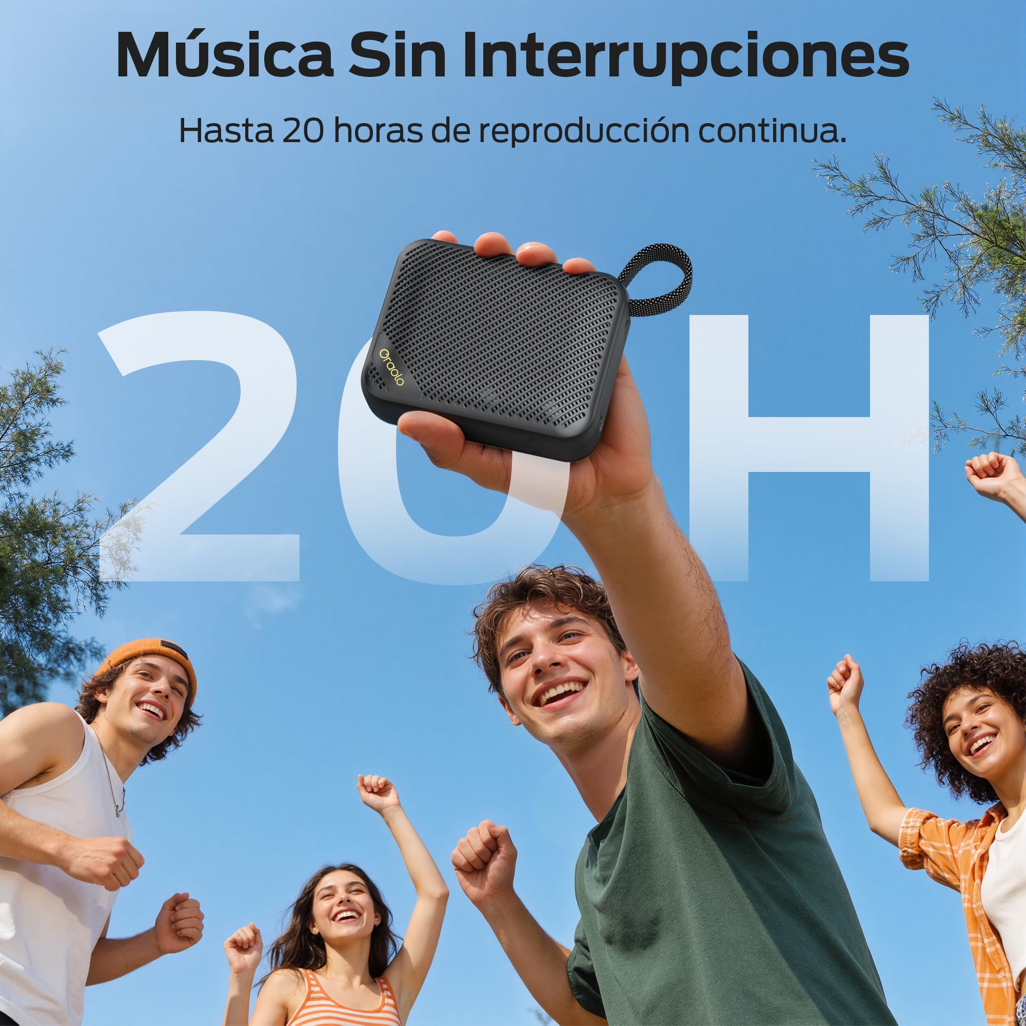 oraolo Altavoz Bluetooth Portátil, Altavoces Bluetooth Inalambrico 5.4, Impermeable IPX7, Parlante Estéreo, Autonomía de 24H, Entrada AUX&TF-Card, Altavoz Inalámbrico Compacto para Camping, Viajes | 20H tiempo de funcionamiento Bluetooth 6.0 IPX7 resisten