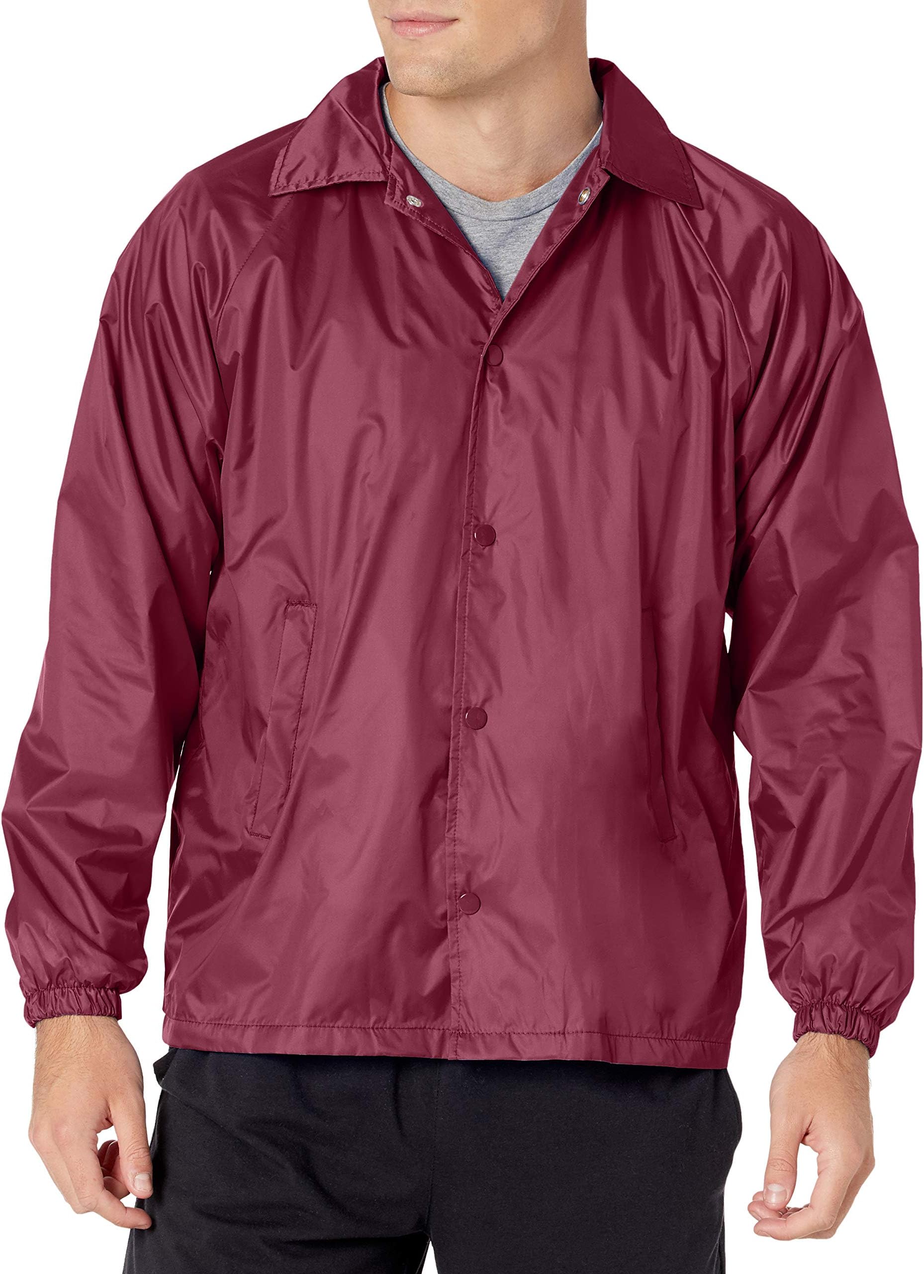 Men's Nylon Coach's Jacket/Lined, Maroon, Medium