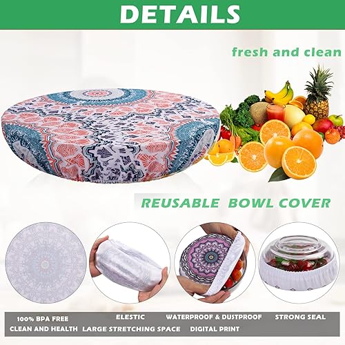 Miniatura 3 de 10 fundas reutilizables para tazones en 5 tamaños, tapas de tela elástica para almacenamiento de alimentos a prueba de pan, masa, masa madre y