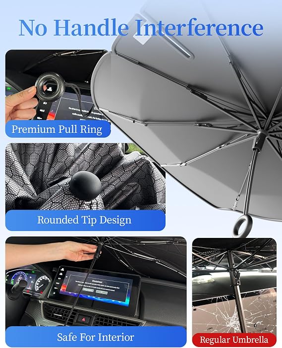 2-in-1 Windshield Sun Shade Bundle, Medium, Graphene, for Vehicles