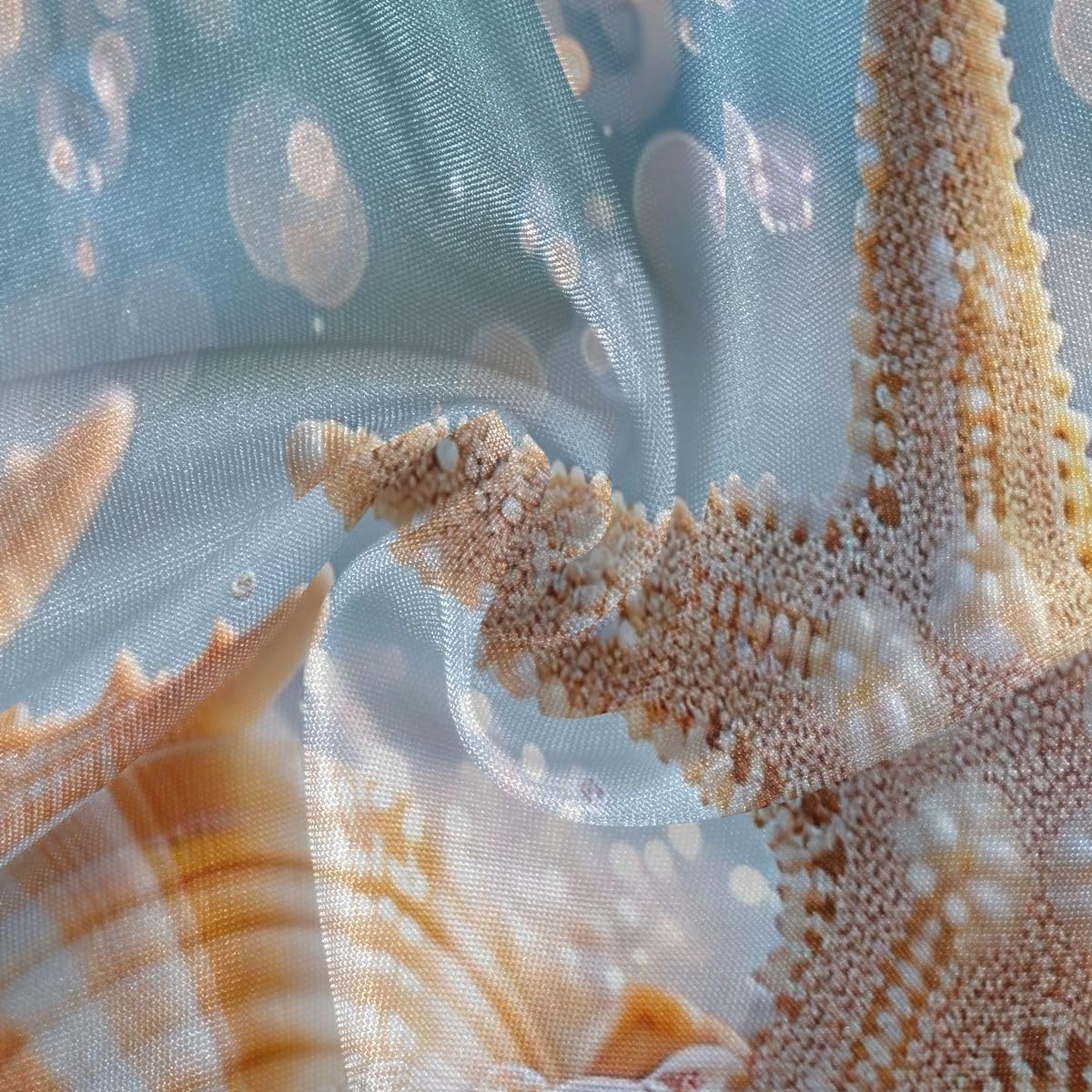 Nander Beautiful Starfish Shells Outdoor Tablecloth 60In,Waterproof with Zipper Umbrella Hole Patio Round Table Cloths for Backyard Parties Picnic BBQs