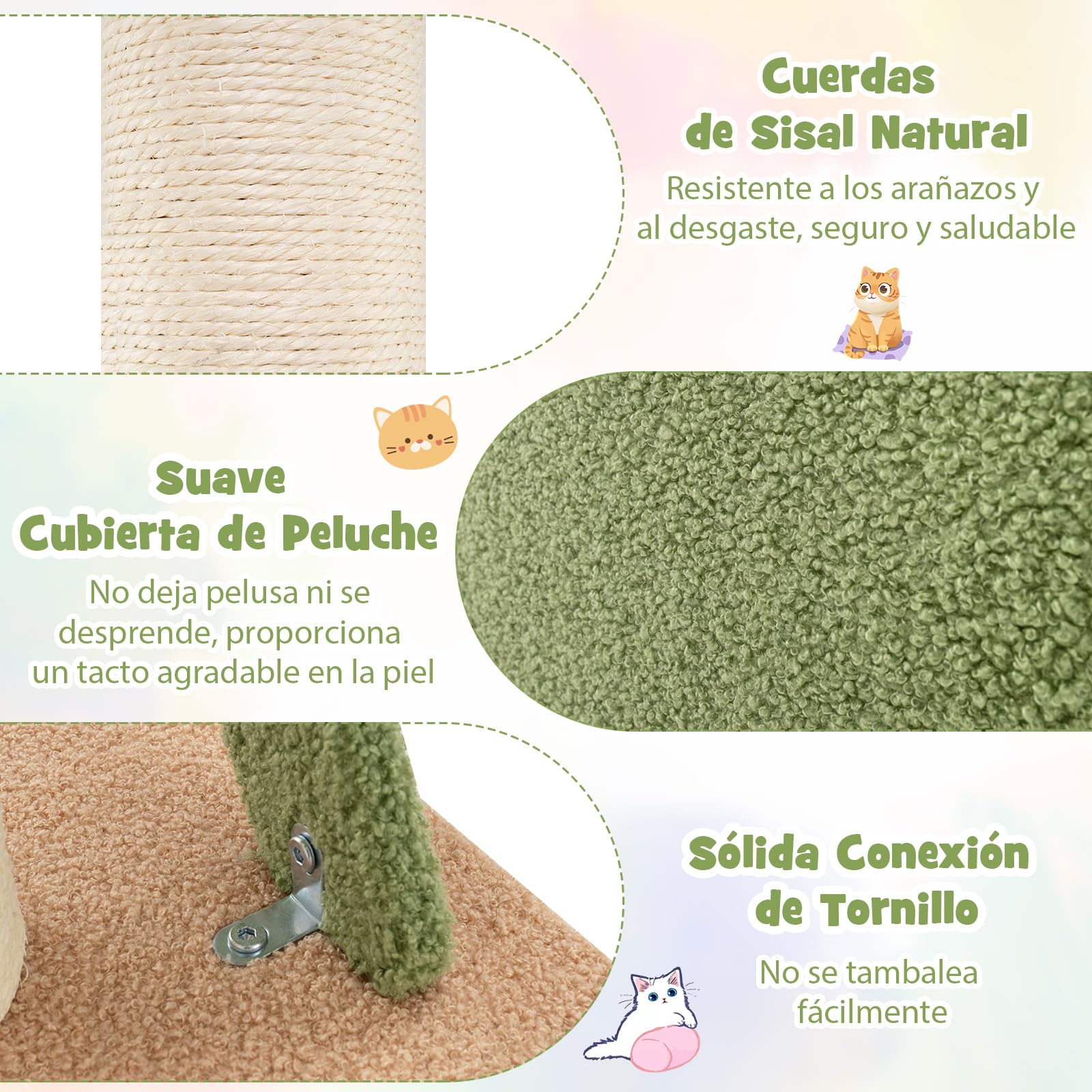COSTWAY Árbol para Gatos de Suelo a Techo, Rascador para Gatos de 218-253 cm, Torre para Gatos con Cápsula Transparente, Condo, Postes de Rascado de Sisal, Cuerda, Árbol de Actividad para Gatos