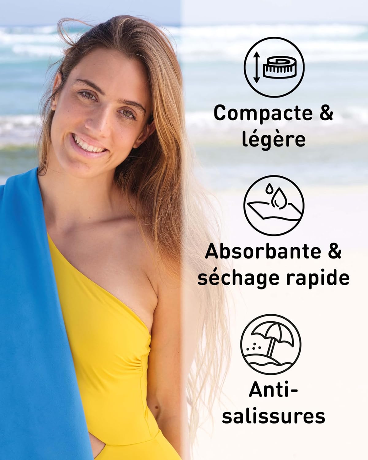 Fit-Flip Serviette microfibre XXL 200x100 cm – ultra-légère, compacte, très absorbante et séchage rapide pour sport, plage, piscine et voyage - Image secondaire