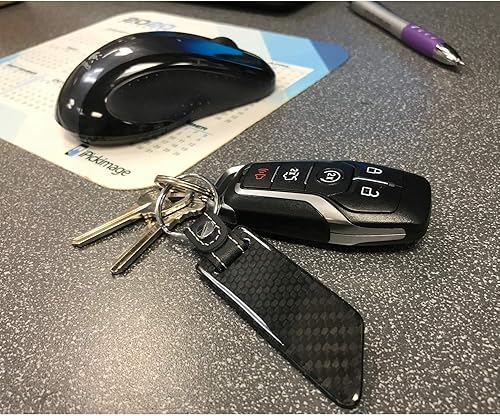 Miniatura 3 de Para Chevrolet Corvette C7 Negro Real Fibra de Carbono Estilo Hoja con Correa de Cuero Negro Llavero Llavero, Licencia Oficial, Negro -