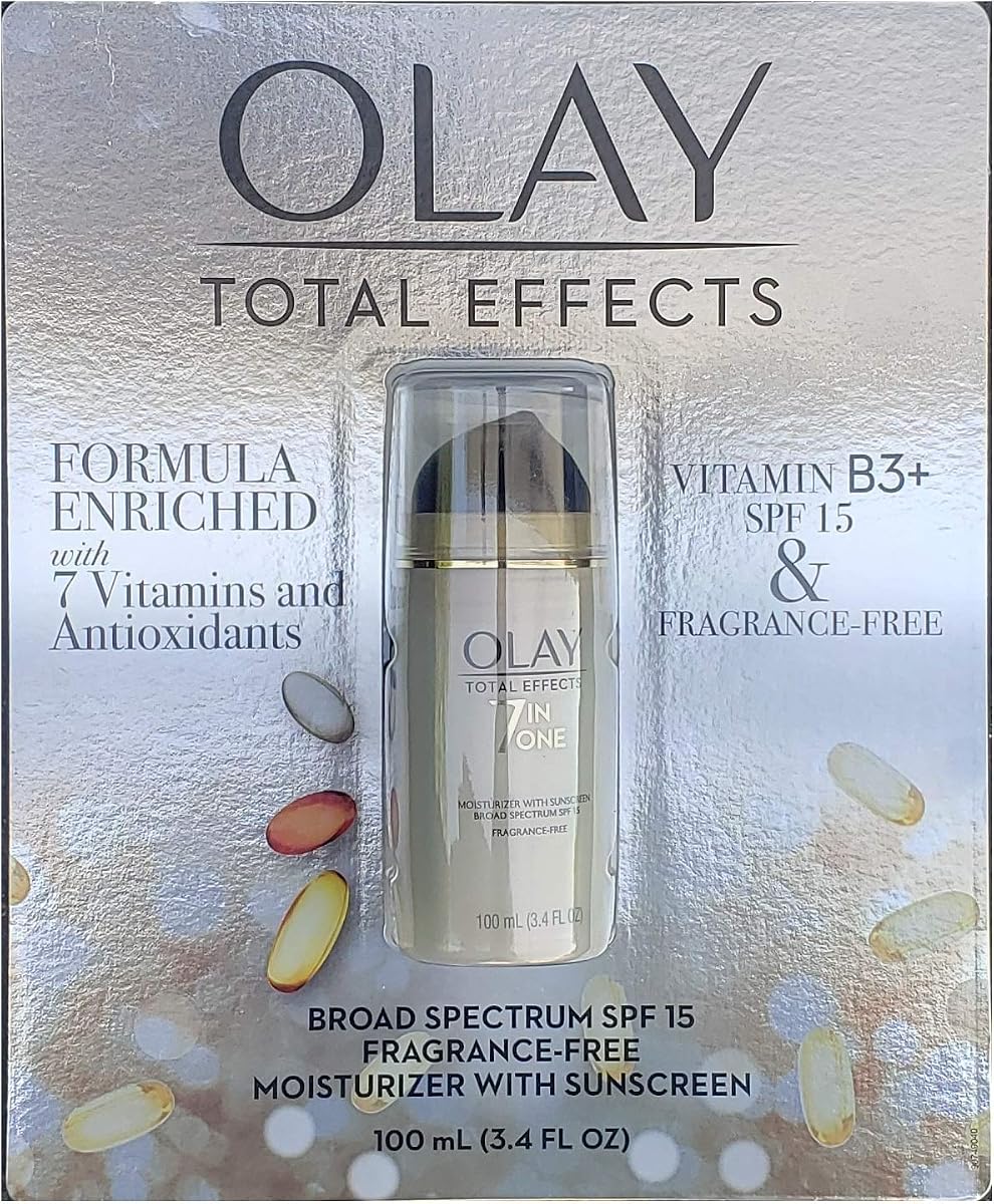 5282009 Efectos totales Crema hidratante SPF 15 con protector solar, sin fragancia, 3.4 oz