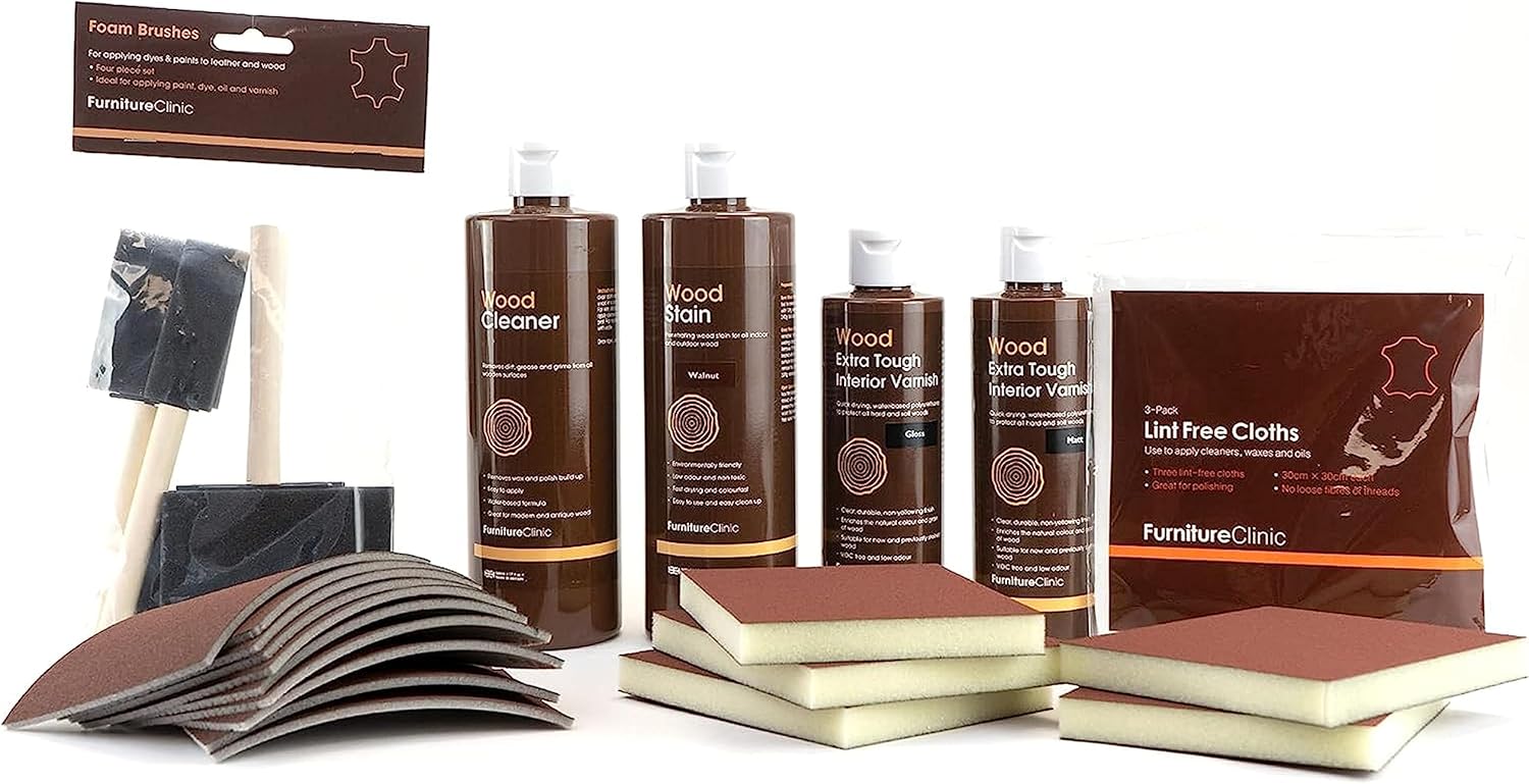 Furniture Clinic Wood Stain Kit Used to Clean, Prepare