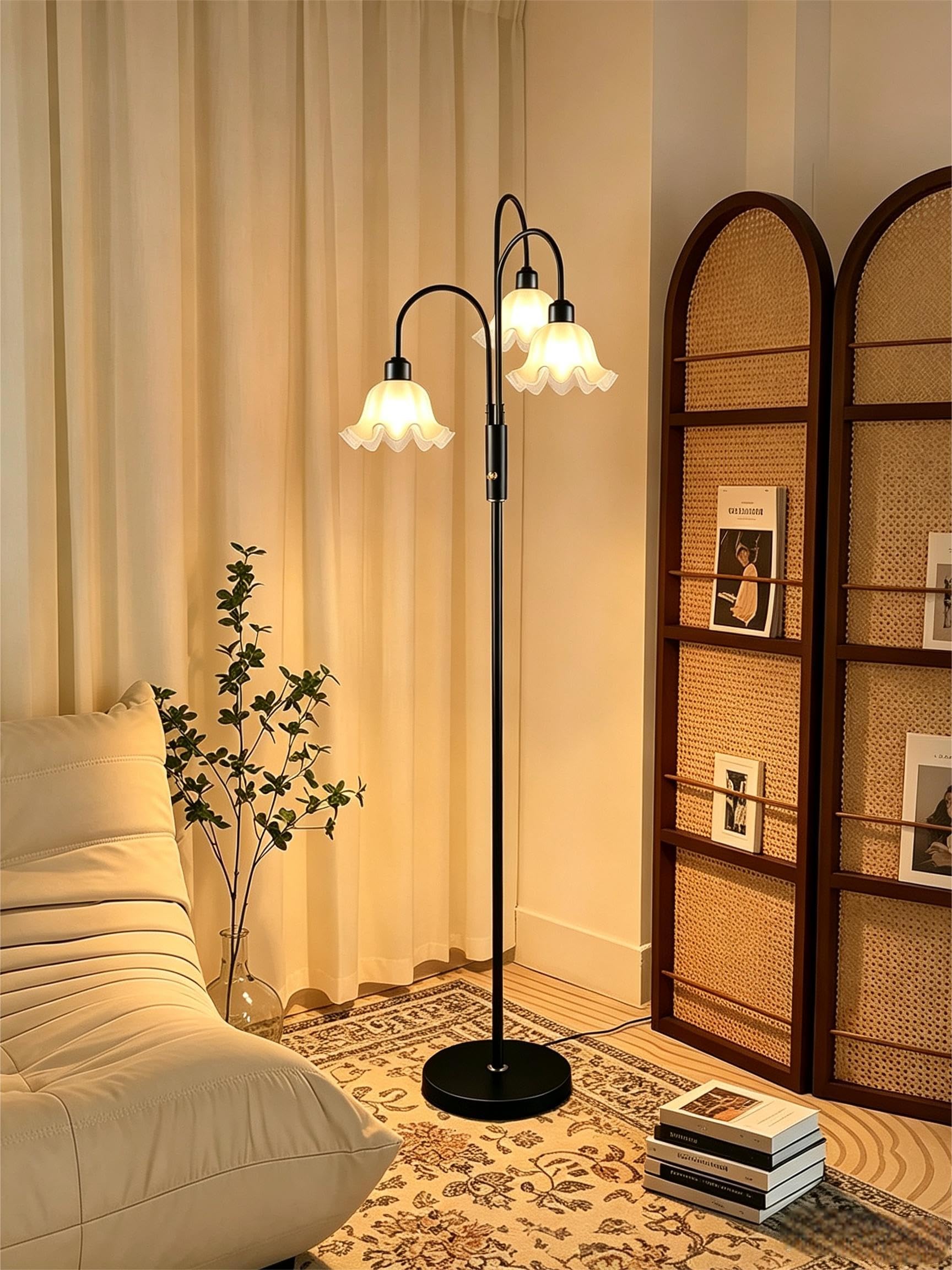 Lightdot Flower Floor Lamp 3 Light Black Dimmable Tall Floral Floor Lamps