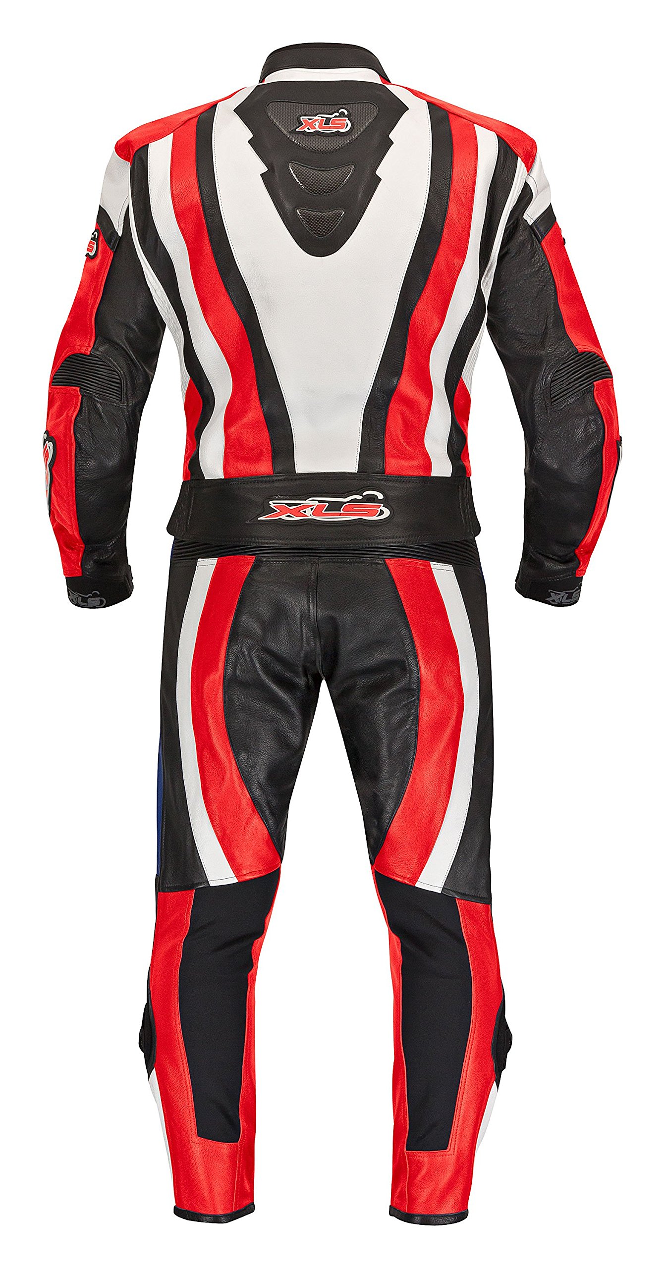 XLS Lederkombi Herren - Mattlack Schwarz/Weiß Mit CE-Protektoren Für Motorrad