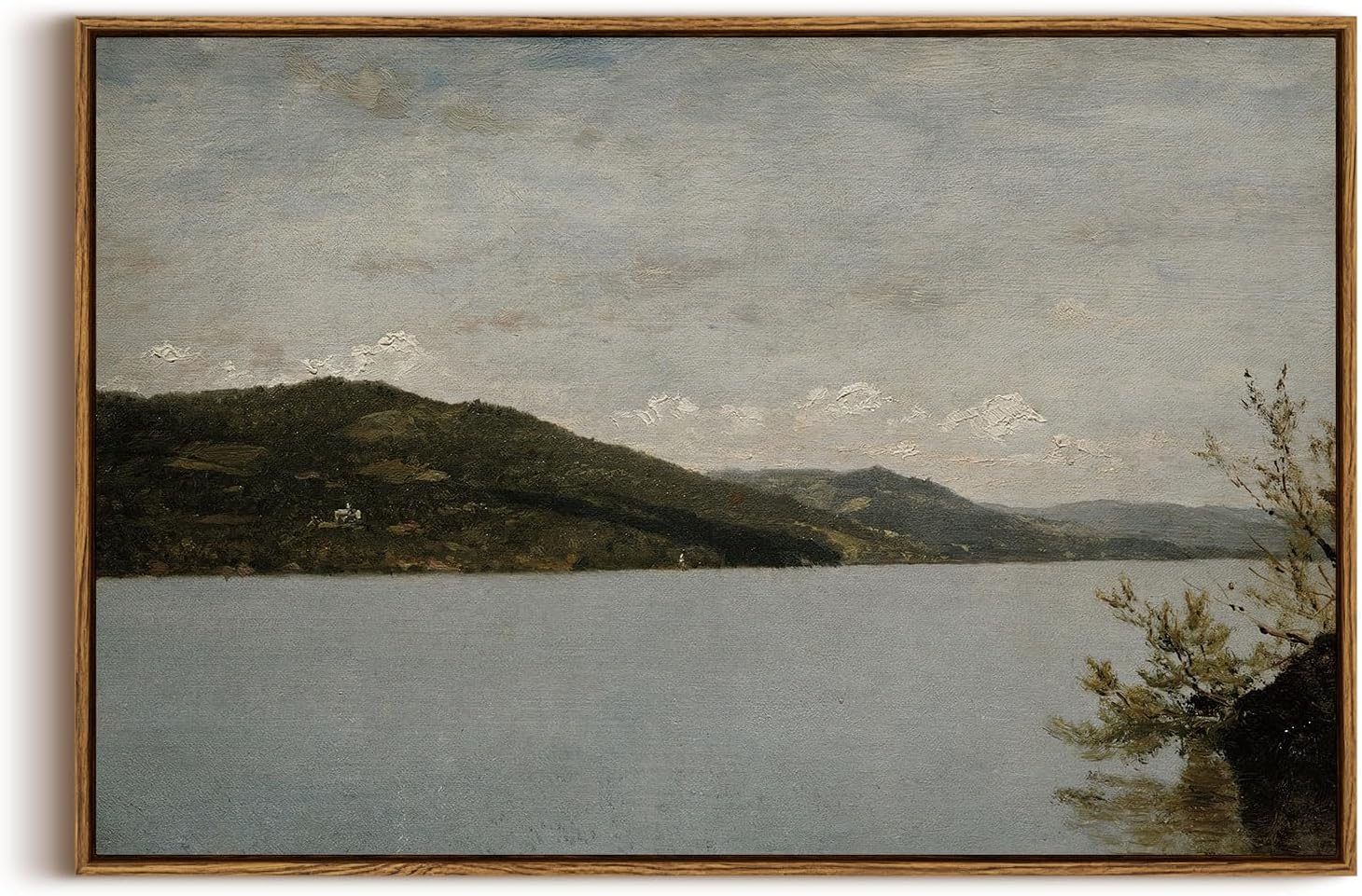 InSimSea Framed Canvas Wall Art Vintage Decor, Classical Landscape Paintings Artwork, Large Prints, Vintage Nature Decor, Retro Wall Decoration for Bedroom Living Room Bathroom, 20"x30" Lake George 30L" x 20W"