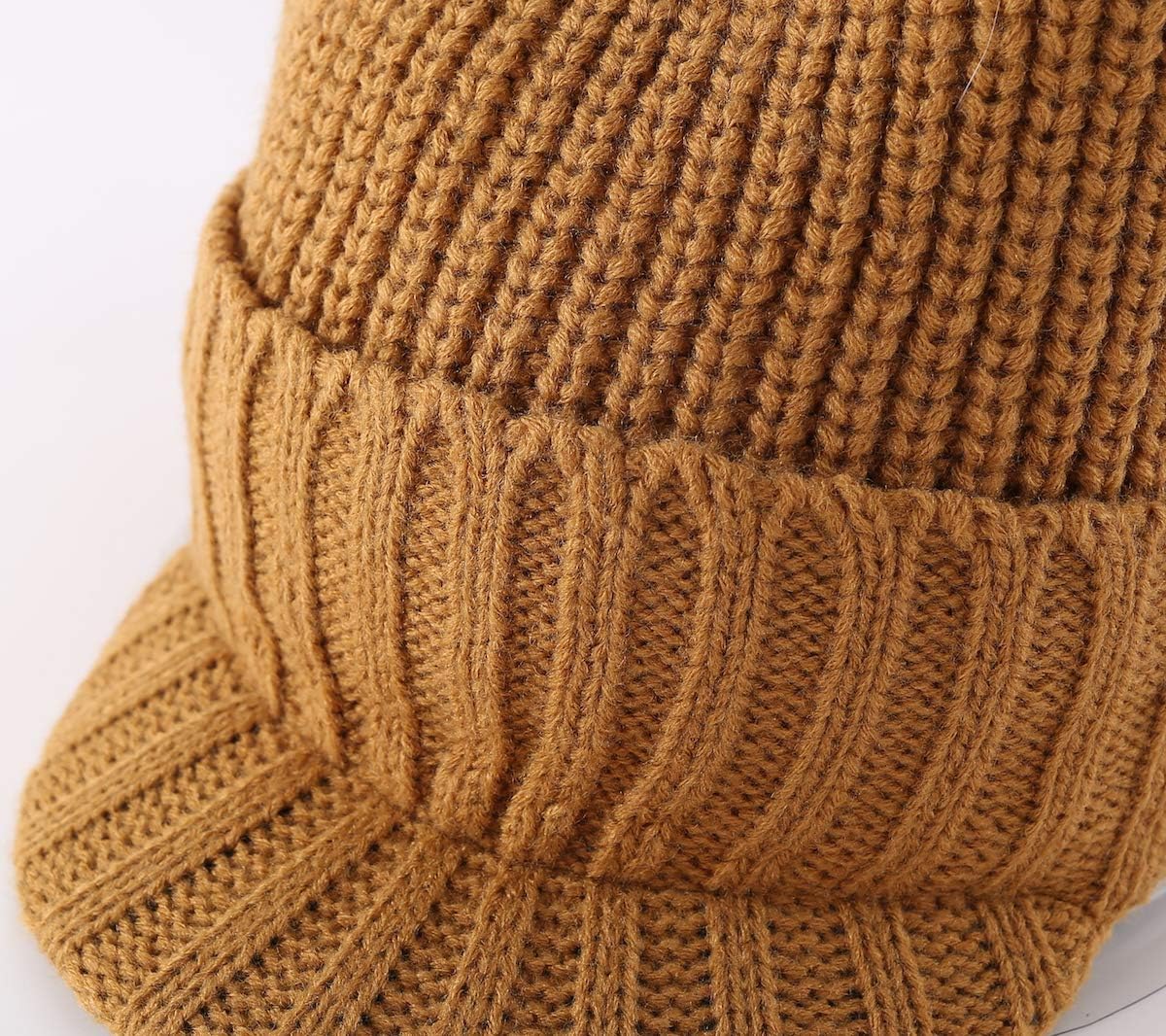 Home Prefer Men's Winter Hat Thick Knit Beanie Cap with Visor Newsboy Beanie Hat - Image 6
