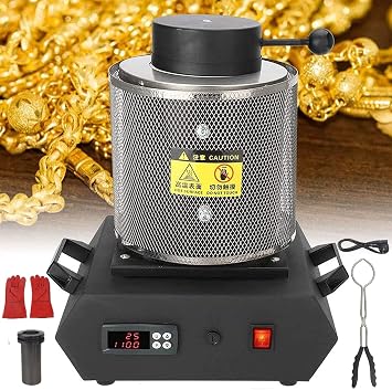 Automatic Digital Gold Melting Furnace - 1150  / 2102  Electric Smelter for Casting & Refining Gold, Silver, Tin, Aluminum 3kg Capacity, 220V, Black
