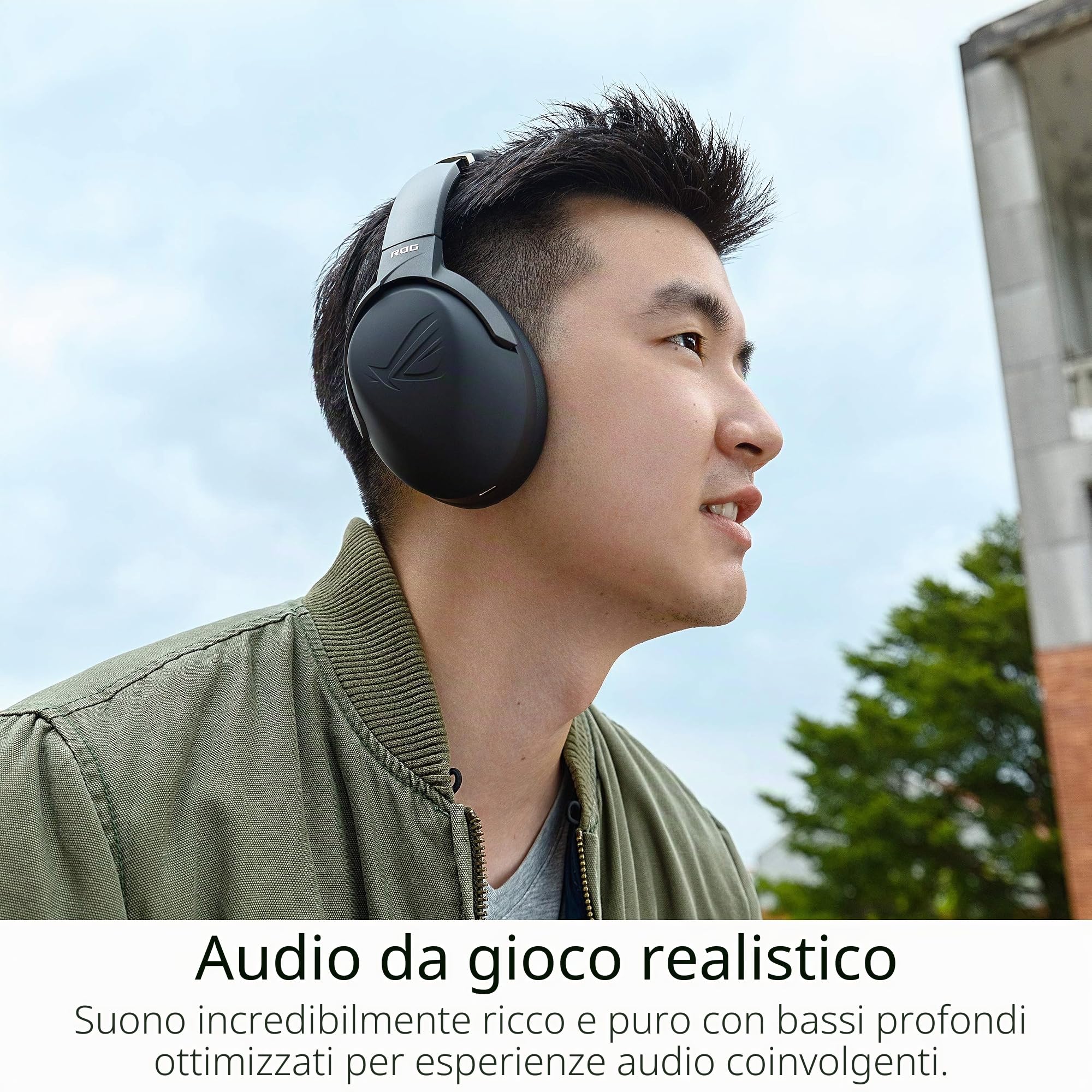ASUS ROG Strix Go Cuffia Gaming Wireless, 2.4 GHz, Audio Alta Risoluzione, Microfono Cancellazione Rumore, Design Leggero, USB-C, 3.5mm, PC, Mac, Switch, Xbox One, PS4/PS5, Dispositivi Mobile, Nero