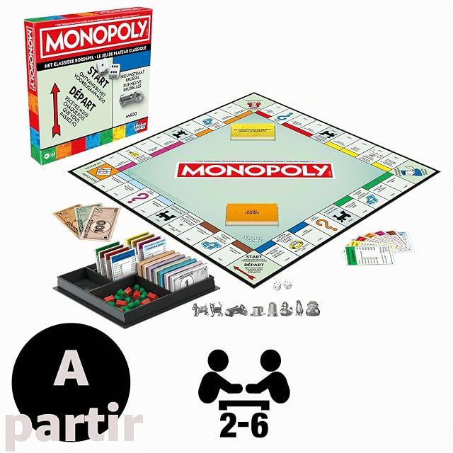 Foto 2 de 8 de Monopoly, Juego de Mesa con Caja de Almacenamiento y peones de Gran Formato - Versión Español-Holandés