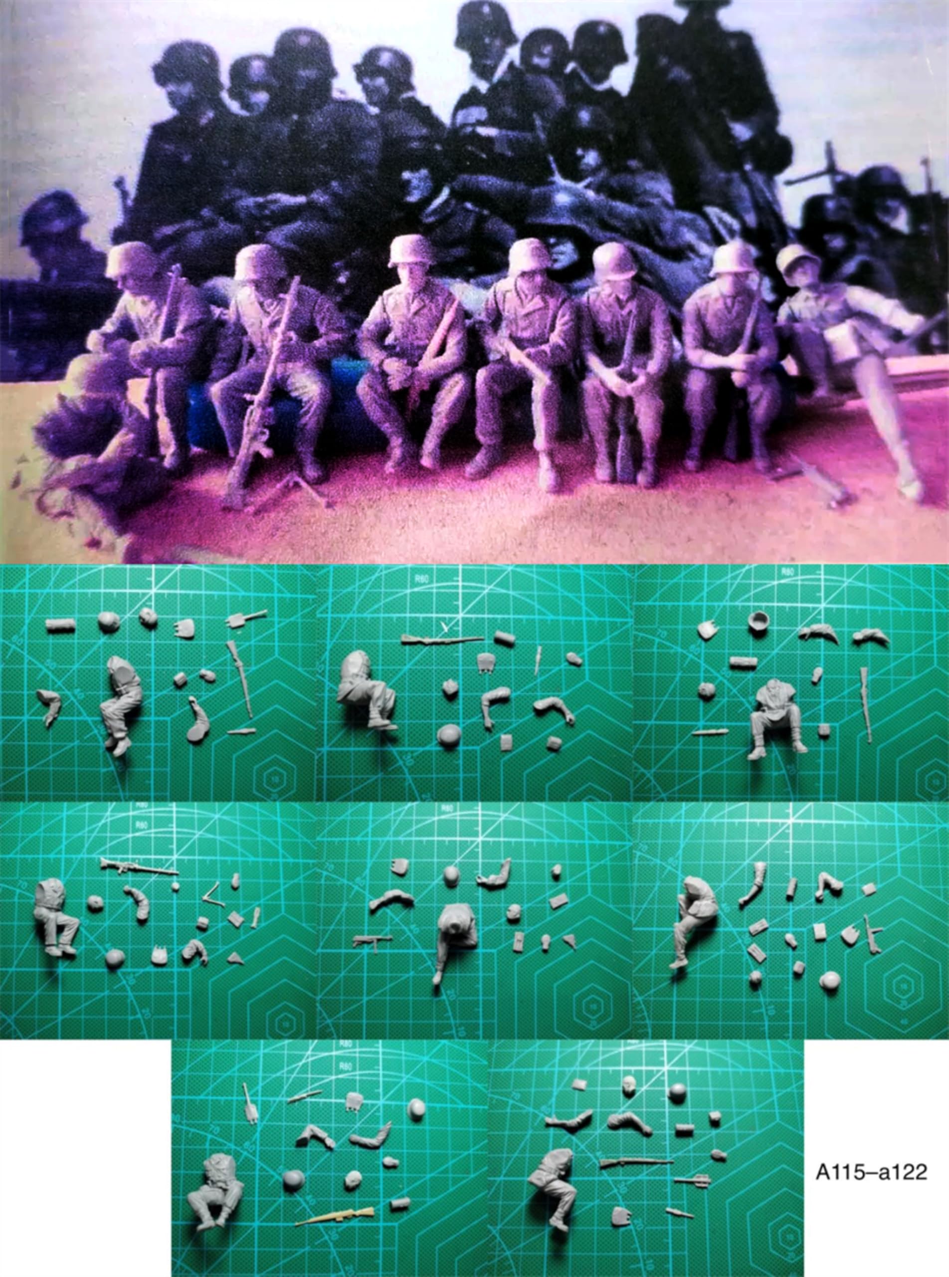 TRUEGRIS 1/35 WWII German Tank Soldier Resin Model Kit Unpainted and Unassembled (8 people, no tank) //k3w8J2