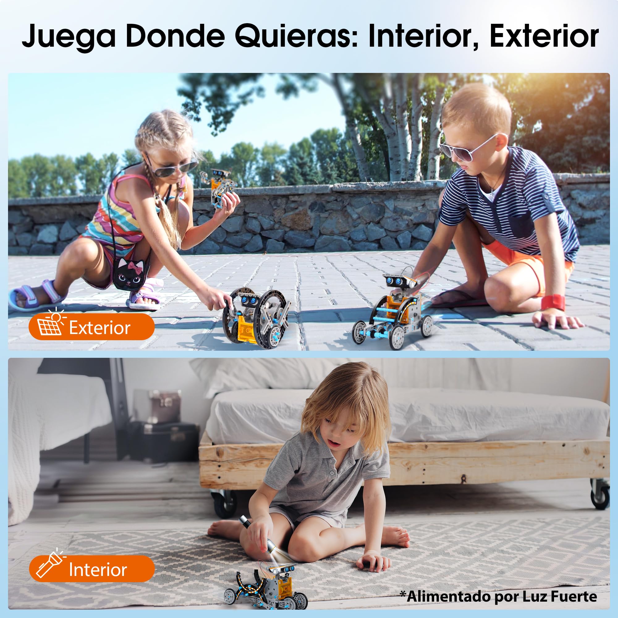 VEPOWER Solar Robots para Niños, 12 en 1 Stem Kit de Montaje Robótico Accionamiento Dual Solar y de Batería, Kits de Experimentos de Bricolaje para 8 a 13 Años(190 Piezas)