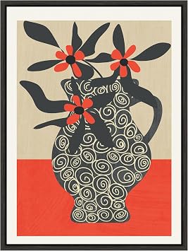 Amanti Art Framed Canvas Wall Art 24x18 Modern Bloom by Flow Line, Framed Wall Art Canvas, Still Life Artwork, Modern Contemporary, Casual Decor, Medium Poster Painting for Living Room, Bedroom,