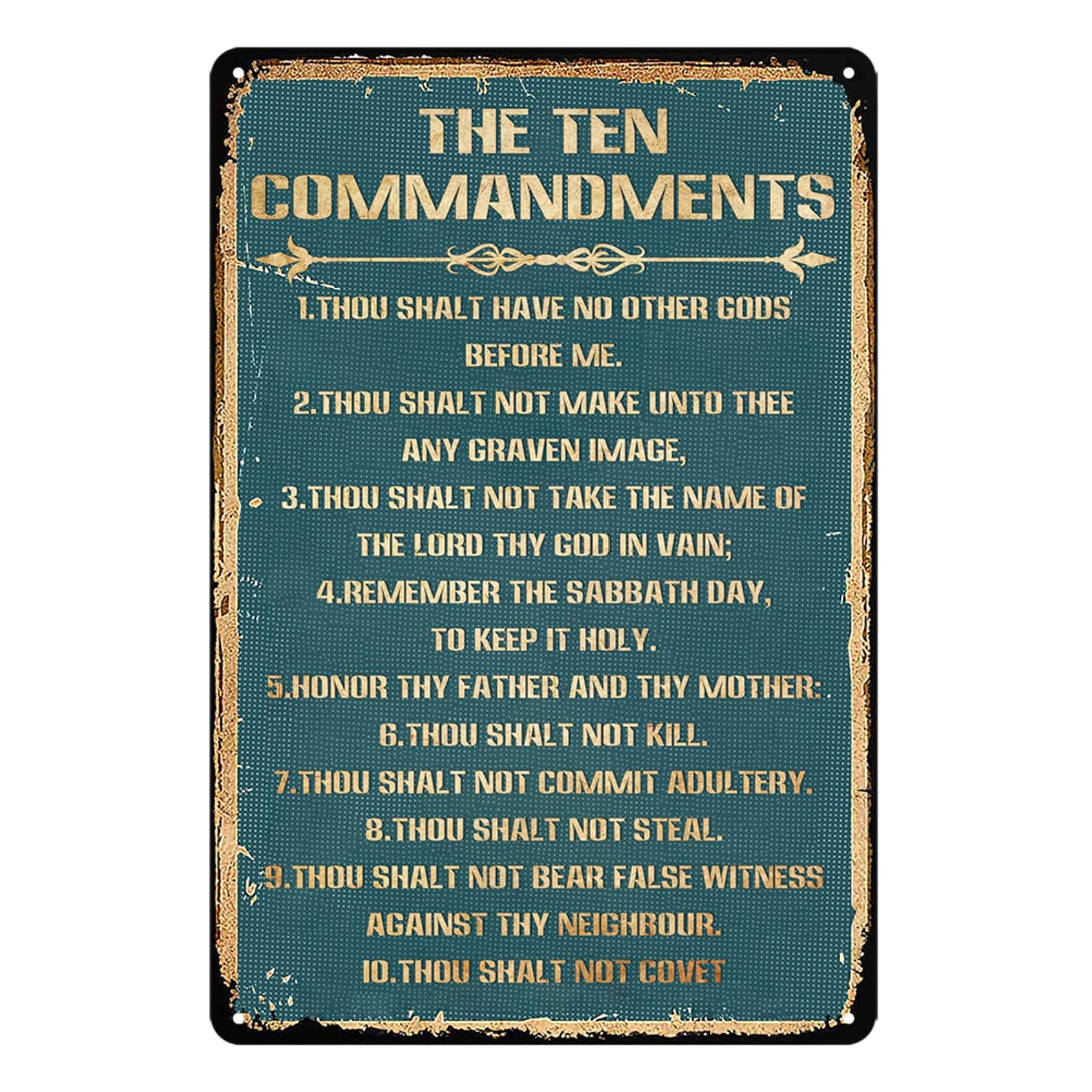 The Ten Commandments Sign 10 Commandments Tin Poster Funny Metal Sign Inspirational Sign for Home Office Bedroom Living Room Wall Decoration 8x12 Inch