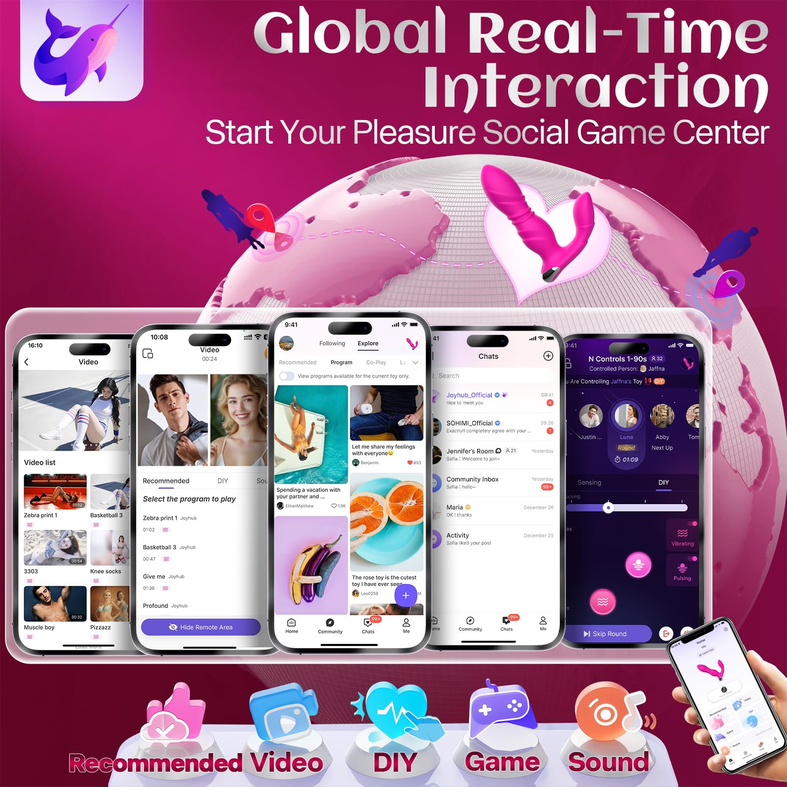 Vibromasseurs Feminin à Distance, Sextoyse Femme Clitoridienne Gode Vibro-masseur va et vient Poussée/Vibration à 9x9 Fréquences, Sex Toys Couple Vibro Vibrateures Stimulateur Oeuf Vibrant