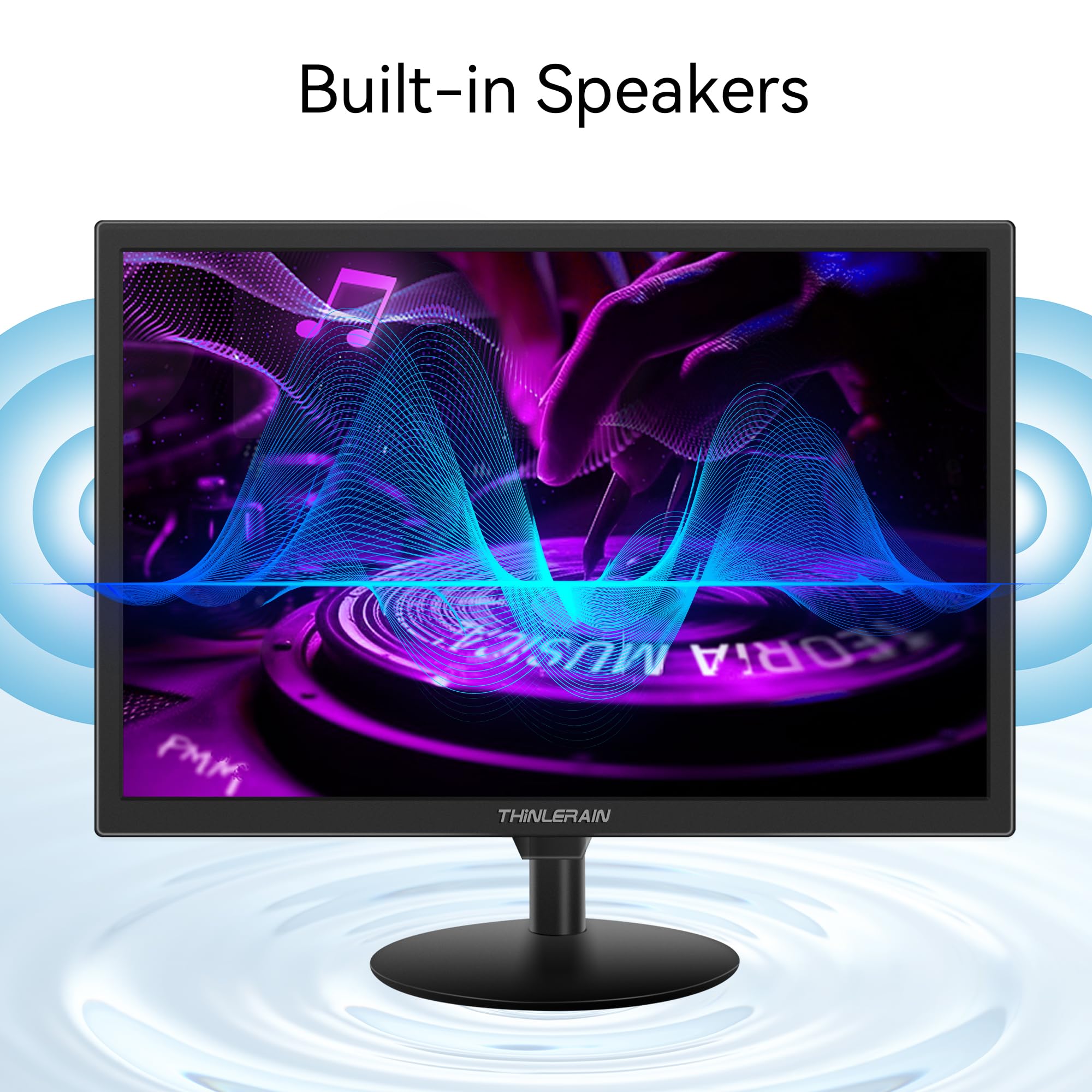 19 Pouces Ecran PC 1440x900 LED écran Moniteur d'ordinateur avec VGA/HDMI/AV/BNC/USB, Haut-Parleur intégré, 5Ms, 60 Hz, VESA, Noir