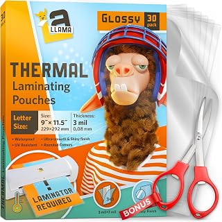 La Llama Thermal Laminating Pouches, 9 x 11.5 Inches, 3 Mil Thick, 30 Pack, Suited for Letter Size Laminating Sheets 8.5 x 11
