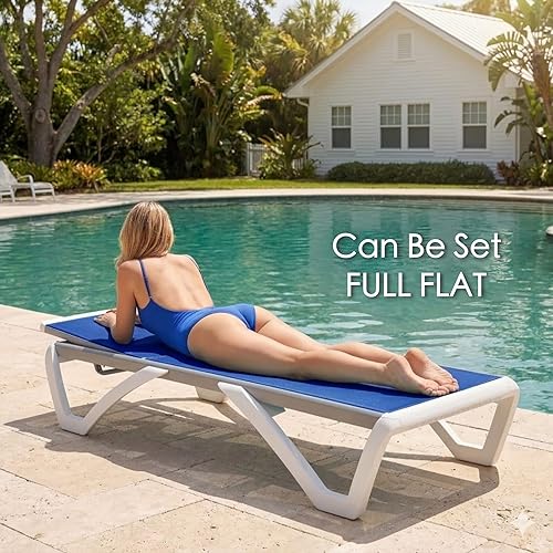 Miniatura 7 de Kozyard Tumbona para exteriores, tumbona ajustable para patio con marco de aluminio y patas de resina, tela de textileno para piscina, patio trasero