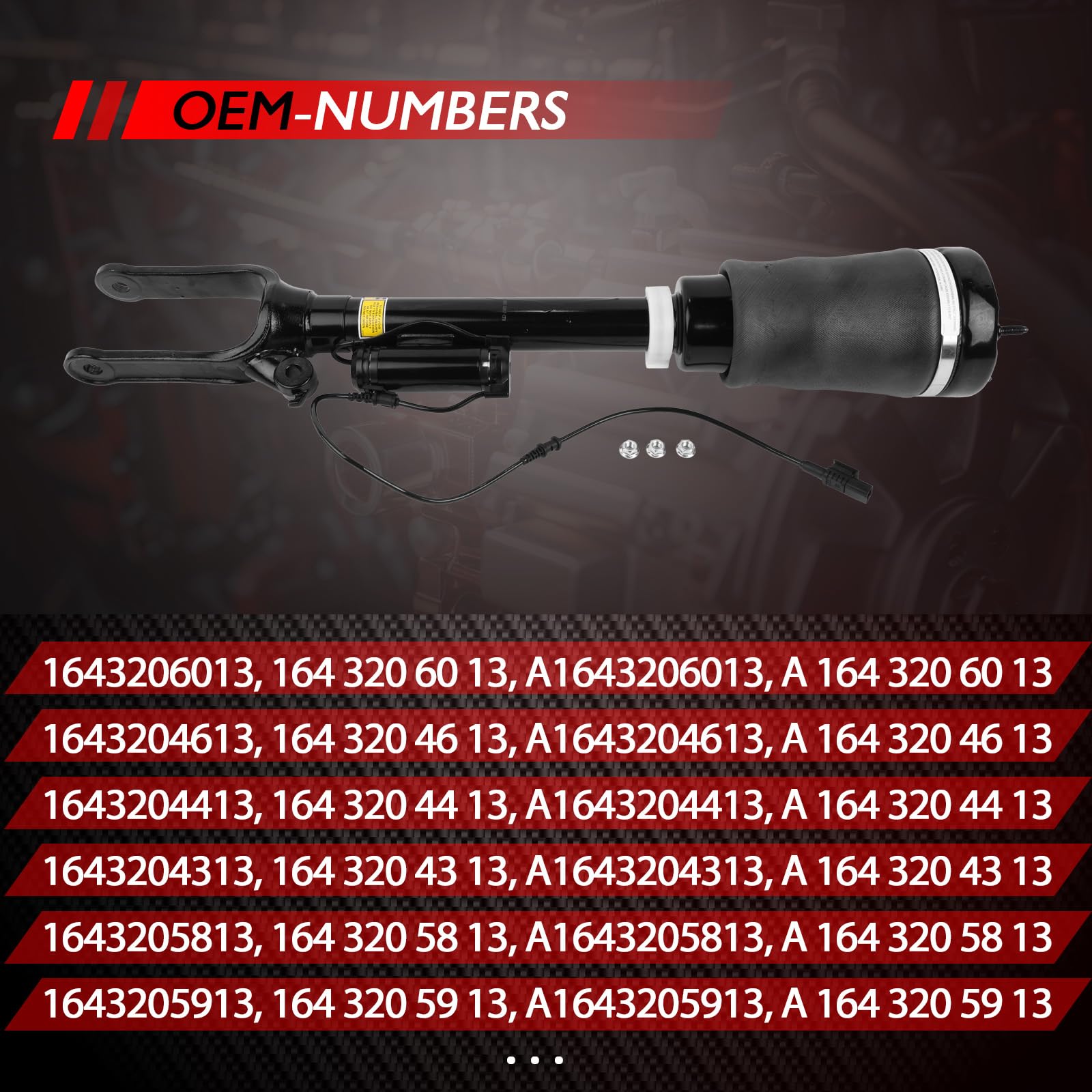 Amortiguador delantero de suspensión neumática con ADS Reemplazo para Clase ML-W164 2005-2012 ML320 ML350 ML450 GL X164 2006-2012 GL320 GL350 GL450 Accesorios de coche Parte # 1643205813