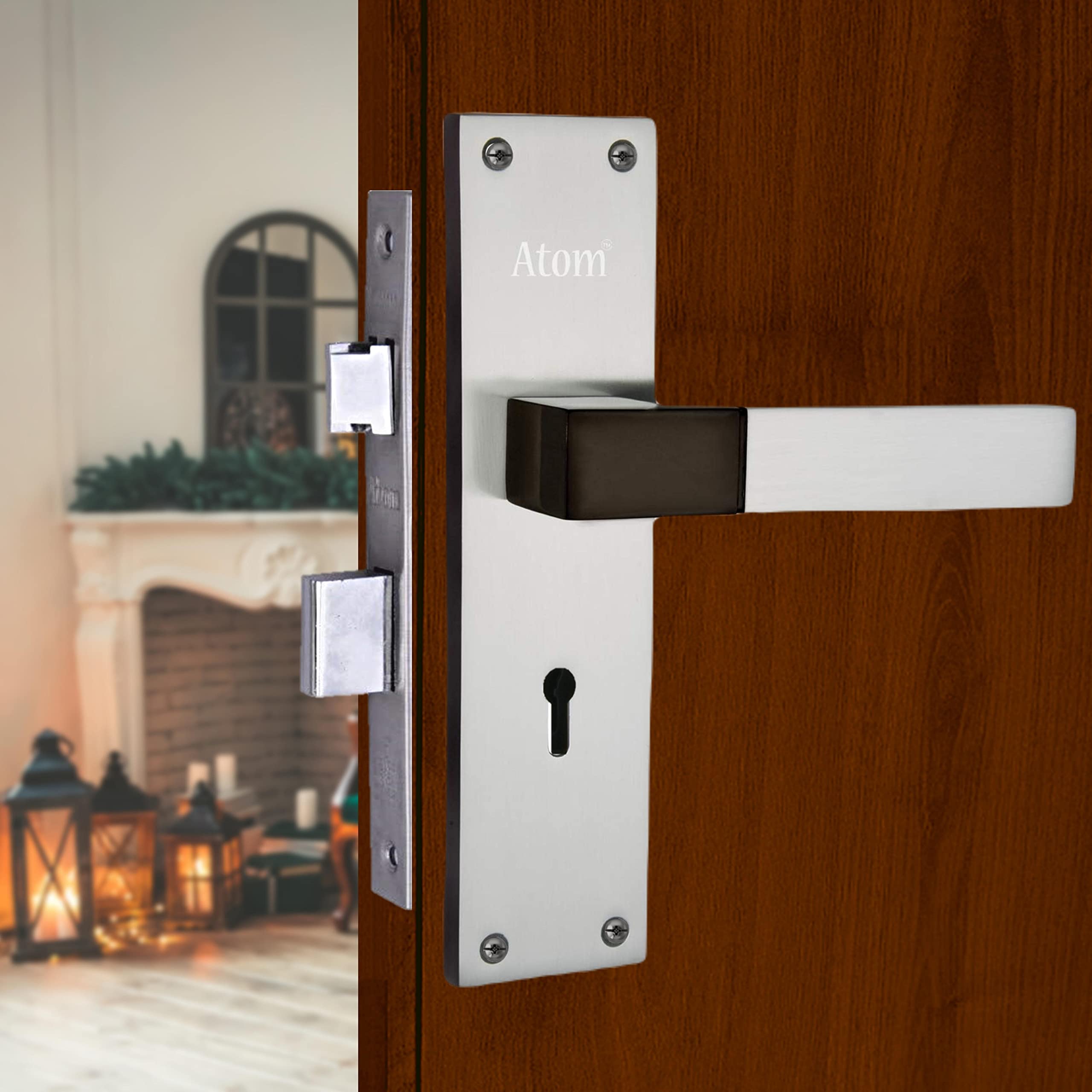 Atom Heavy Duty Door Lock for Home, Living Room, Main Door, Black Silver Finish | 3 Keys | 6 Lever Double Stage Lockset for House Hotel Office(WIH51KY) (B07YFN3WSB) Amazon Price History, Amazon Price Tracker