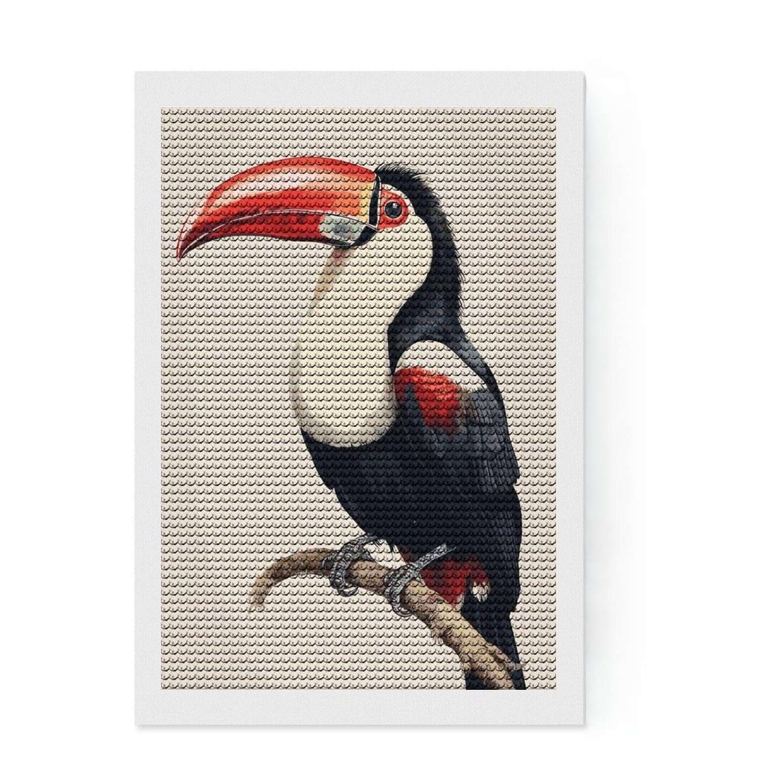 Junmoney Toucan Japanese Painting Full Drill Diamond Painting Kit 8"x12", Easy to Follow Symbols, Neat Printed Canvas, Creative Leisure Activity