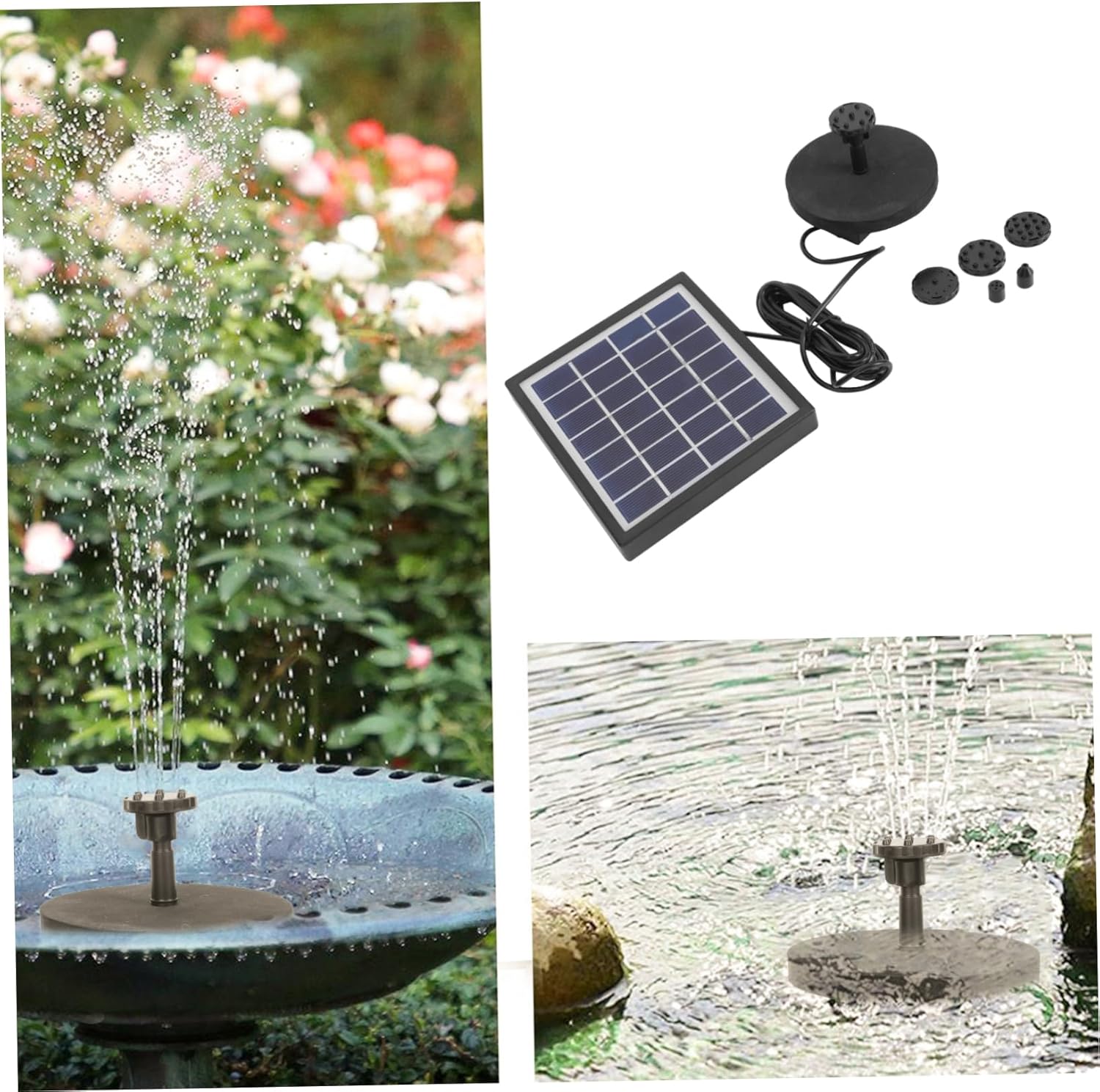 Outdoor Solar Fountain Pump Kit Sprinklers for Garden and Pond 1 Set Solar-Powered Water Feature Bird Bath Pump Nozzles