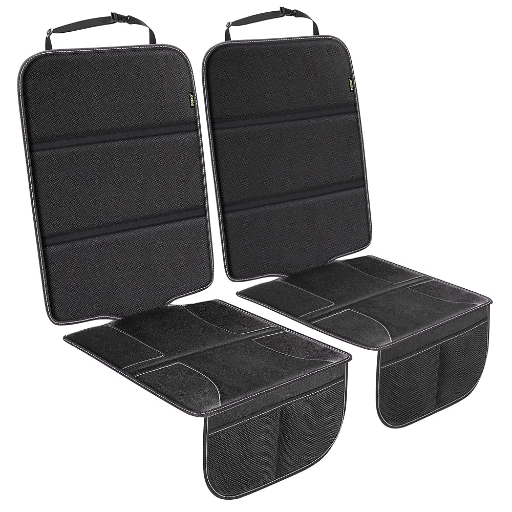 PIDO Car Seat Protector for Child Car Seat, 2 Pack Carseat Cover for Child Carseat with Thick Padding and Storage Pockets, Waterproof Protection for Vehicle Leather Upholstery